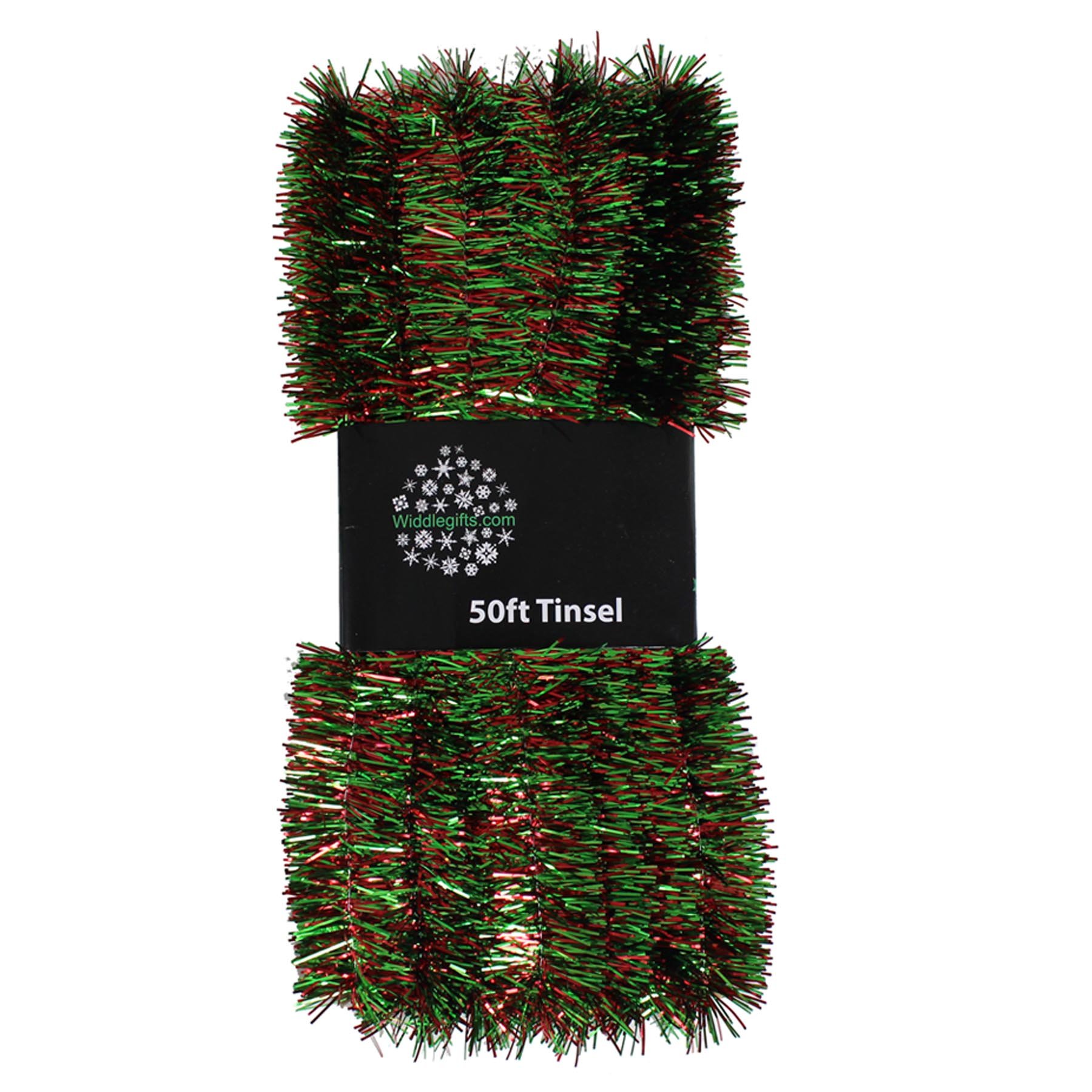 Snow White White/Red/Green Snow Christmas Tree 50Ft X 3Cm Tinsel Great Value - &