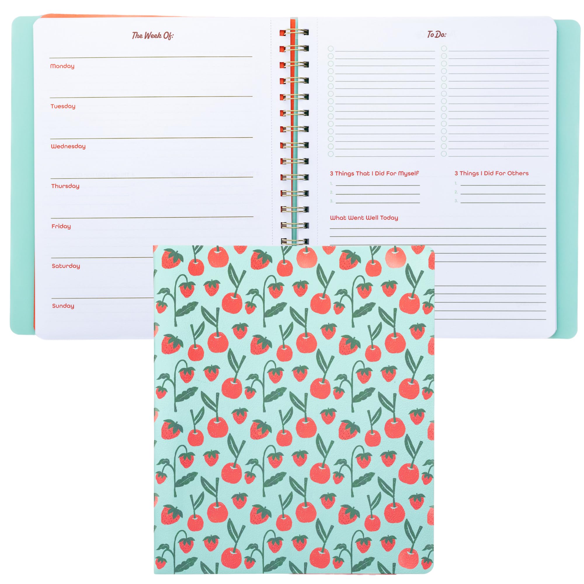 ban.do Undated Weekly Planner, Concealed Spiral Notebook with Stickers, To-Do Lists, Guided Wellness Journal, Daily Organizer for School or Office (
