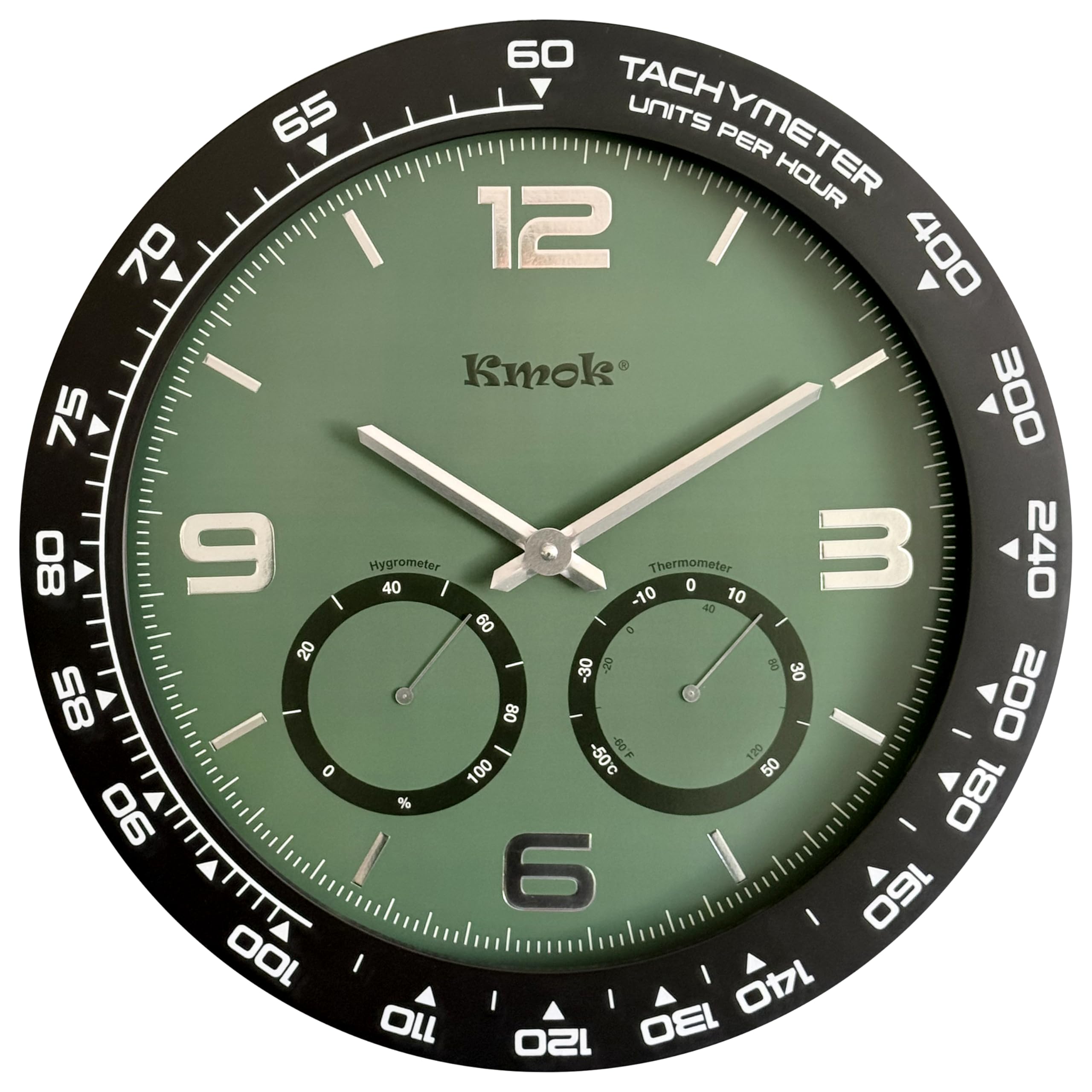 Horloge murale moderne ronde 40,6 cm verte à pile pour décoration maison bureau
