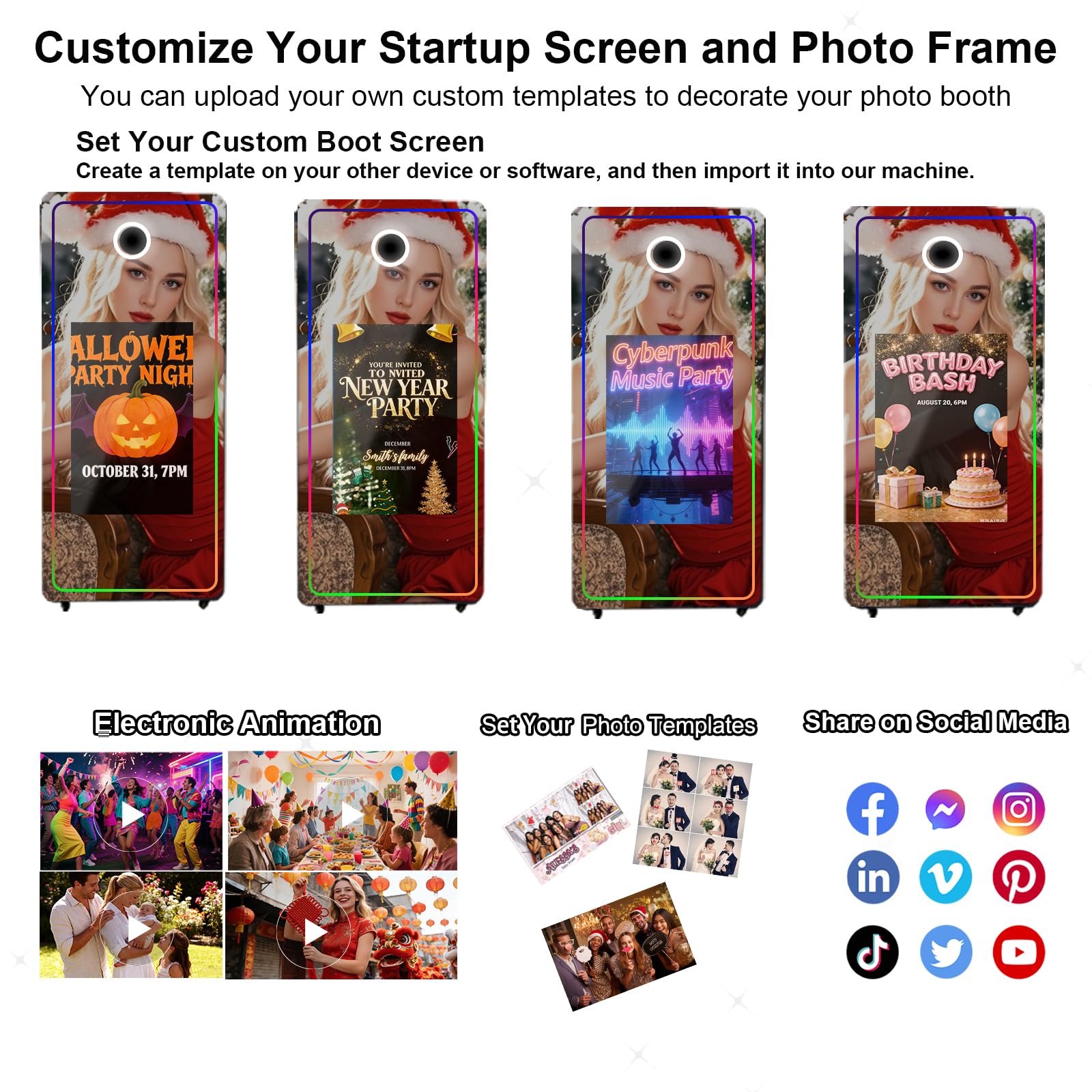 Cabina de fotos de espejo con pantalla táctil de 22 pulgadas, máquina de cabina de fotos réflex réflex digital de 40 pulgadas, máquina de fotos para bodas, fiestas, eventos (cabina de fotos