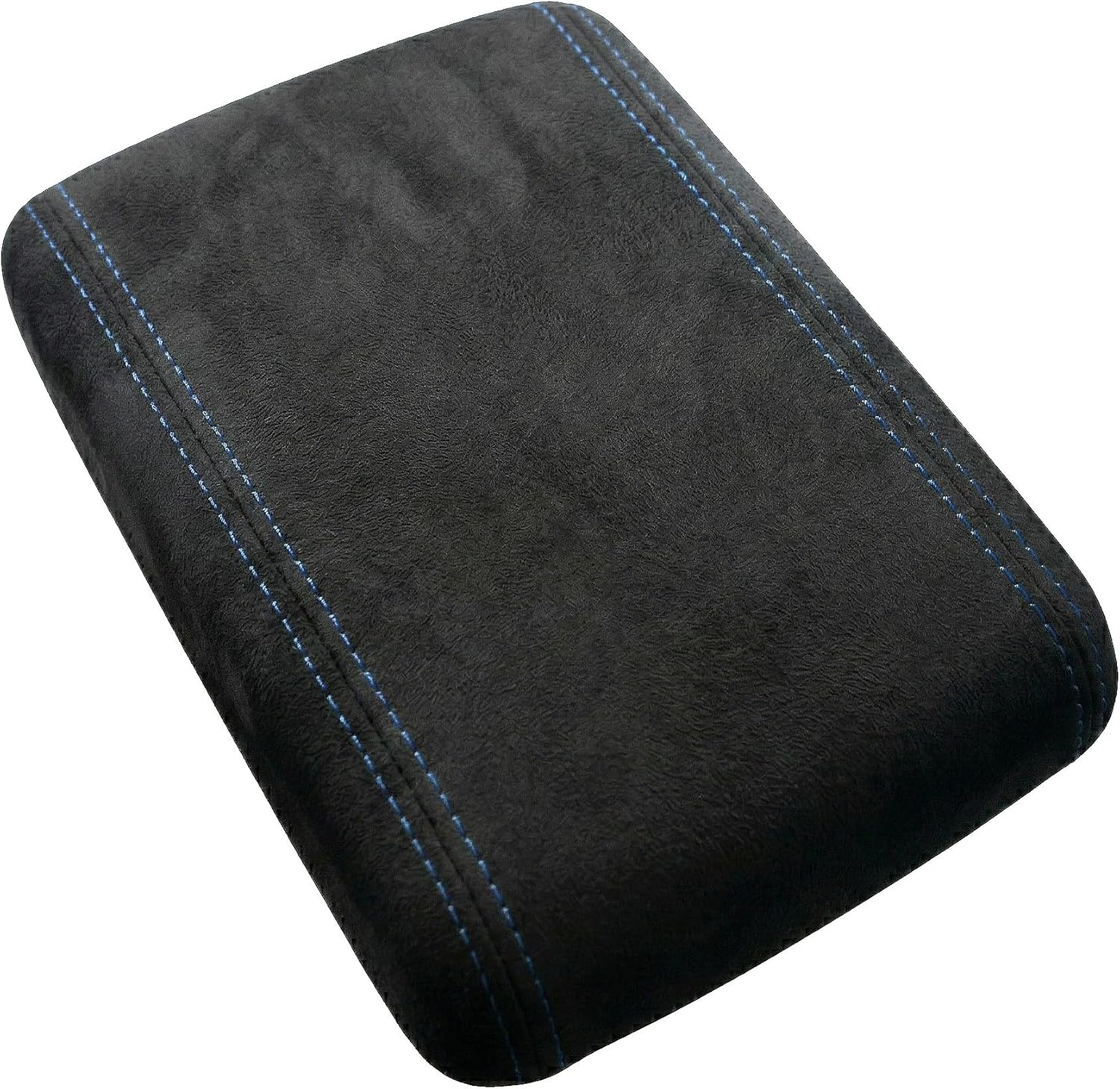RedlineGoods armrest Cover Compatible with Mazda 6 2013-16. Tailor Made - not Universal. Genuine top-Grade Italian Black Suede (Alcantara) with Blue Thread