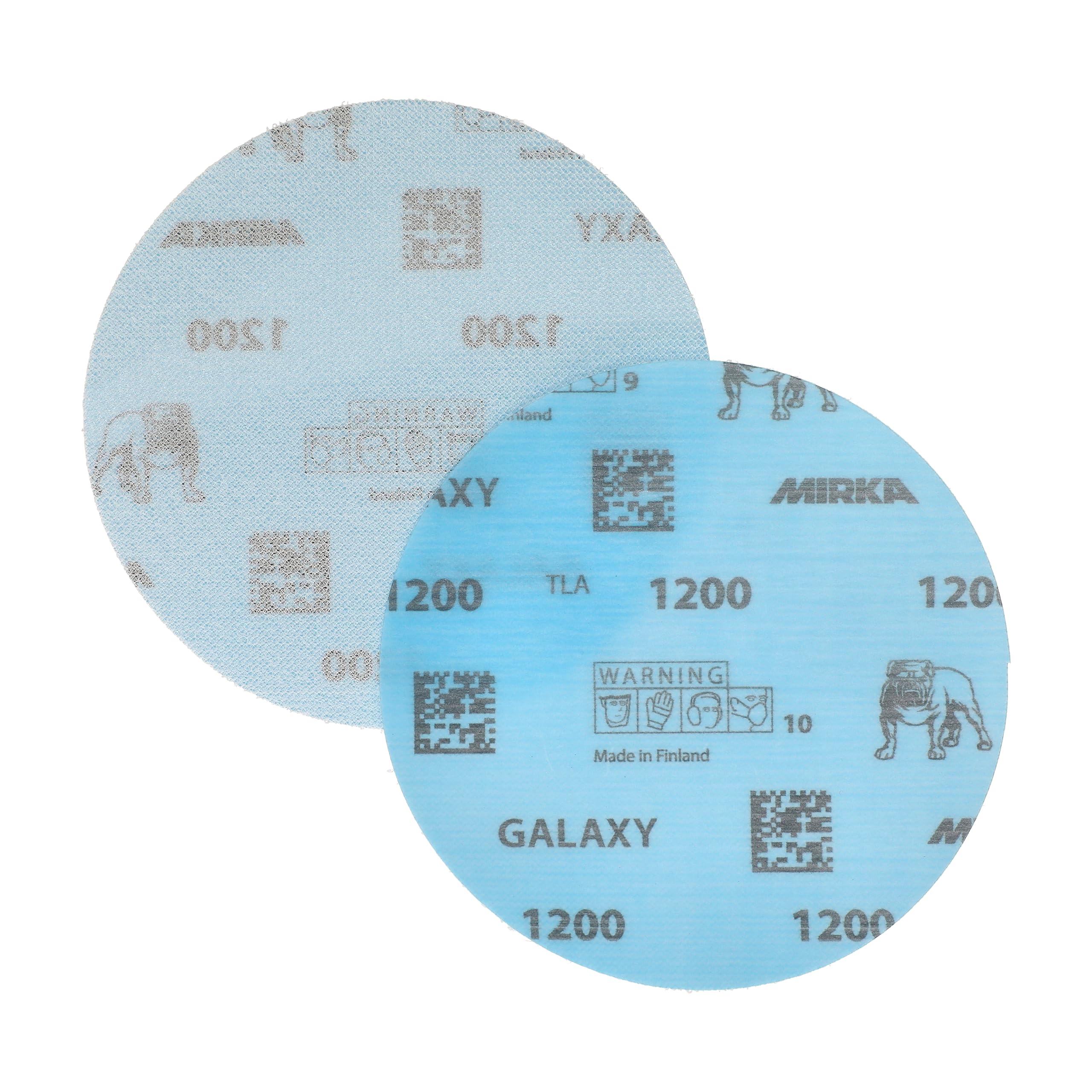 Mirka GalaxySandpaper - Carta abrasiva da 125 mm, grana 1200, 50 dischi/confezione, con gancio e anello, abrasiva di alta qualità per resina epossidica, legno, metallo, tecnologia anti-intasamento e
