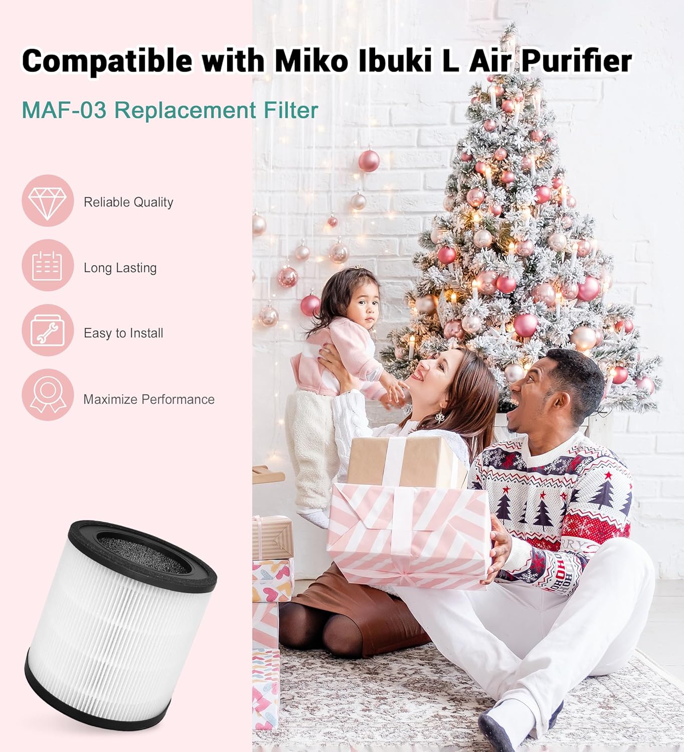 MAF-03 Replacement Filter Compatible with Miko Ibuki L Air purifier MA-03 MA-03CW, 3-Stage Filtration with Activated Carbon, 2 Count - Image 3