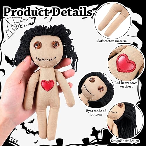 Miniatura 3 de Jenaai El juego de 12 muñecas de vudú incluye 2 muñecas espeluznantes con 10 pines de calavera, suave Halloween aterrador de 7.87 pulgadas, vudú