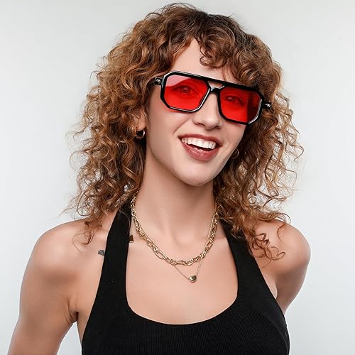 Miniatura 8 de FEISEDY Gafas de sol estilo aviador planas vintage de los años 70 para mujeres y hombres, montura clásica retro con estilo UV400 B2622