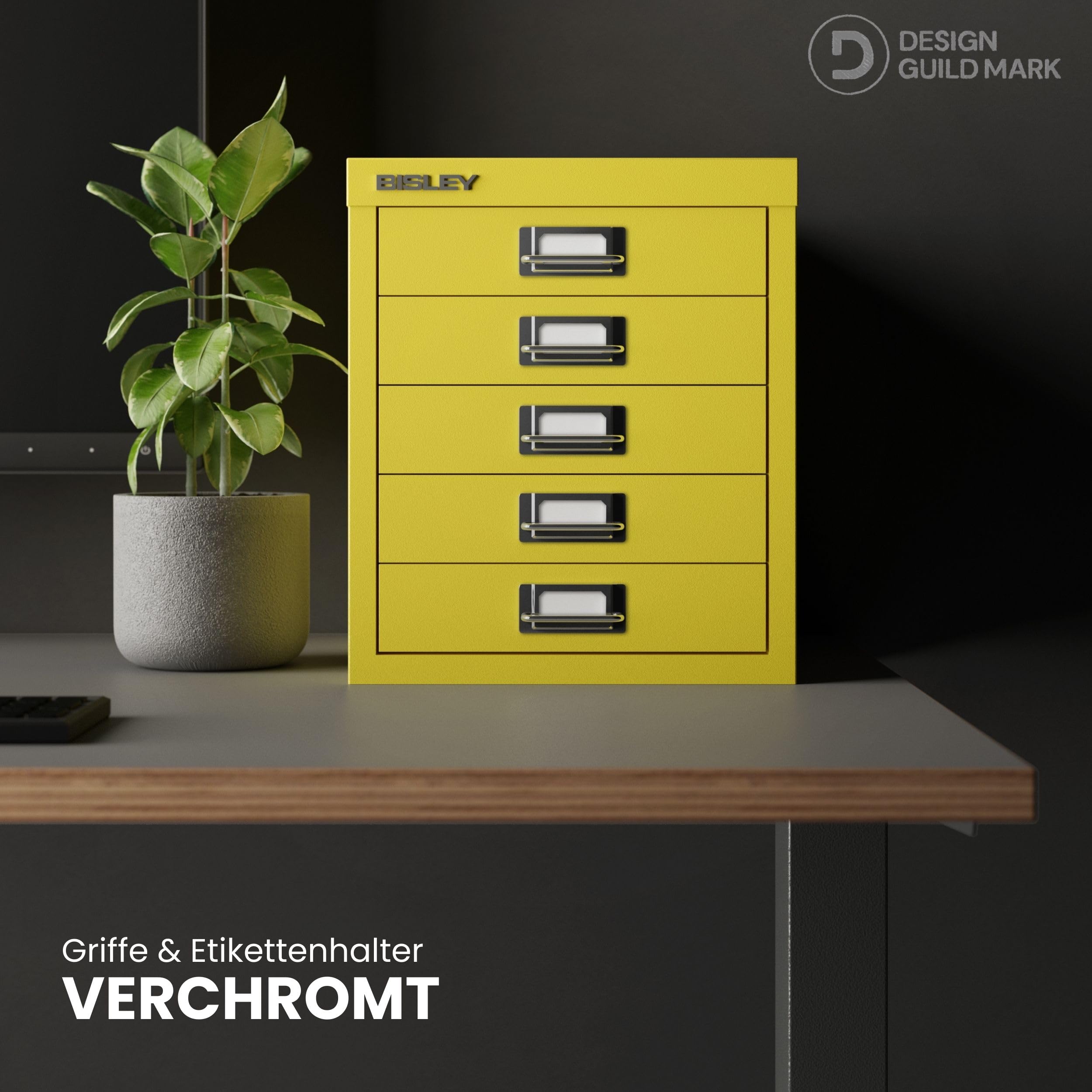 Bisley Multidrawer Schubladenschrank aus Metall mit 15 Schubladen DIN A4 ohne Sockel - Farbe: Grün