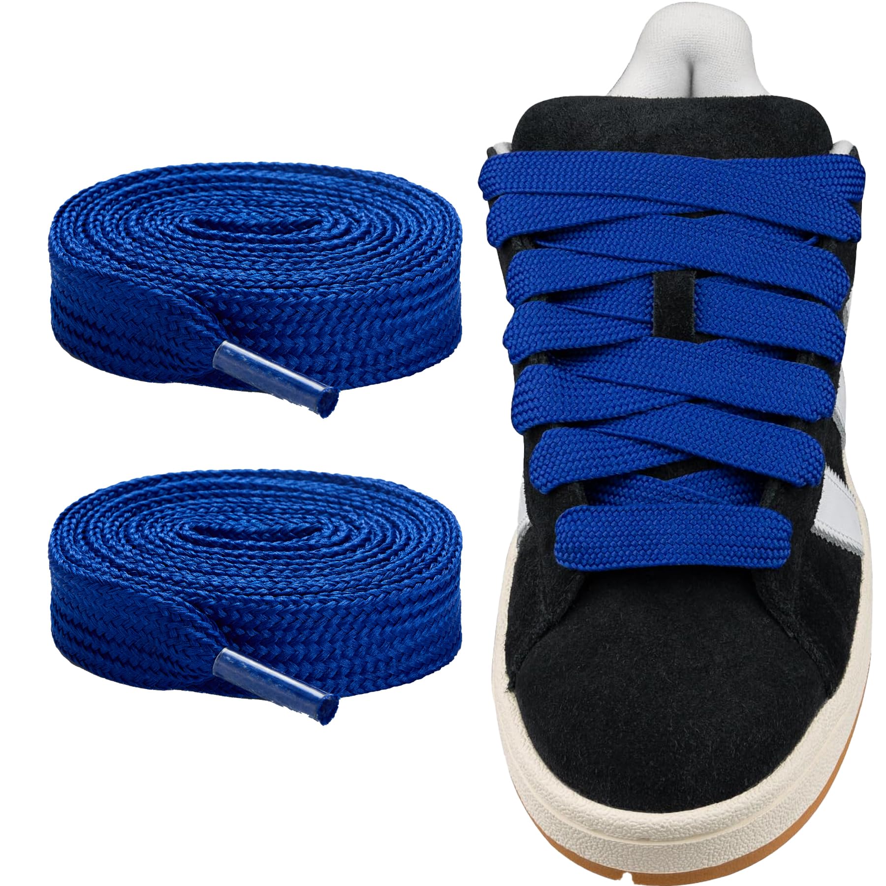 CCSOFTIME Schnürsenkel Blau Flach 8mm Breite Schuhbänder für