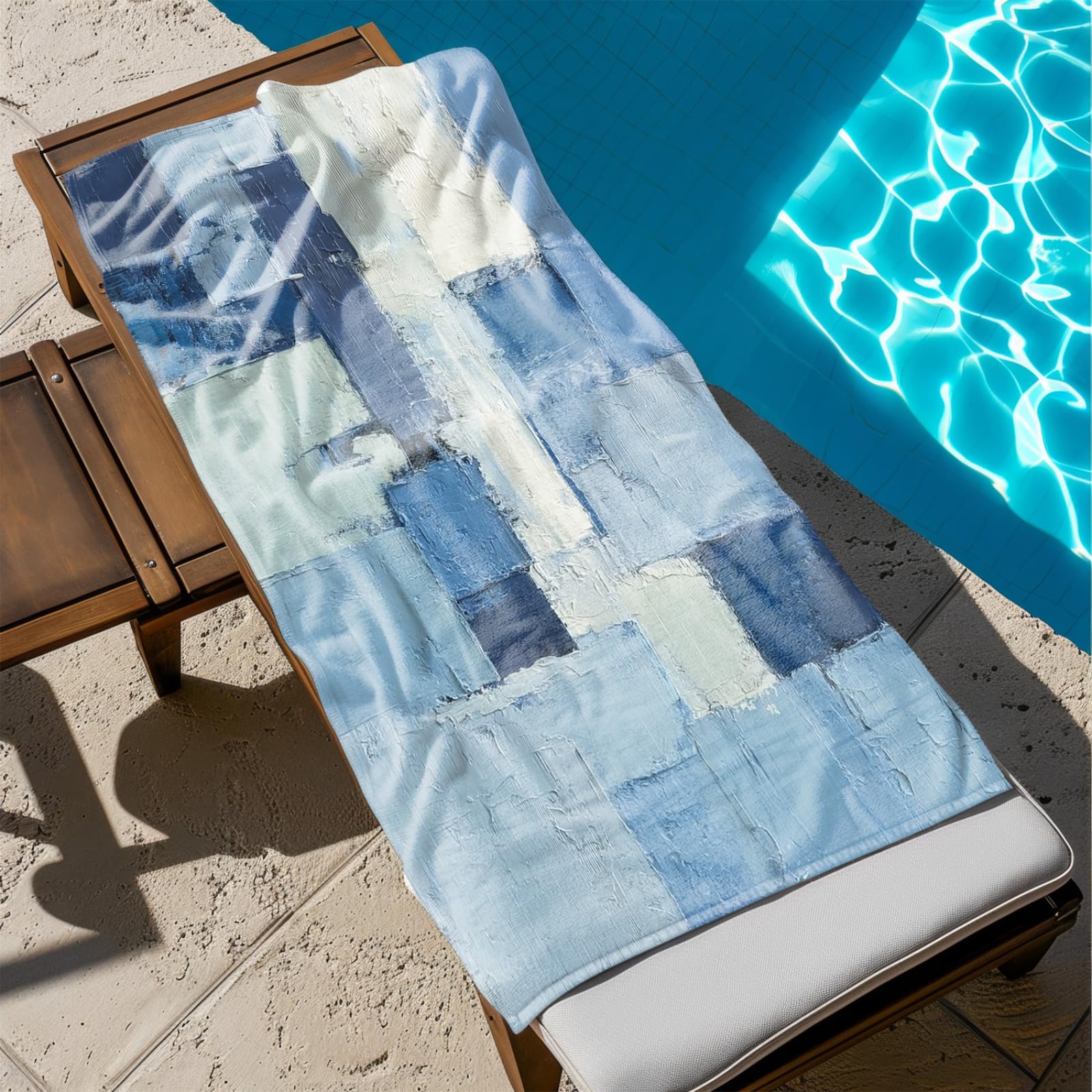 Générique Serviette de Plage XXL Graffiti Bleu Blanc