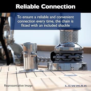 Lewmar Boat Anchor Rode for Windlasses - 15' 1/4 G4 Chain, 200' 1/2 Rope with 5/16 Shackle, High-Test-Rated Galvanized Links, Hand-Sewn Whipping