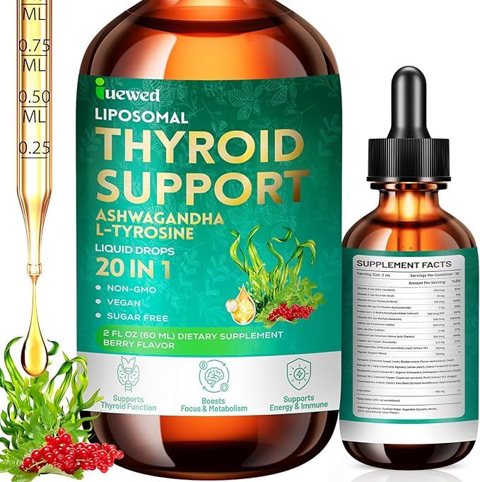 Iuewde Liquid Thyroid Support Drops with Selenium & Iodine