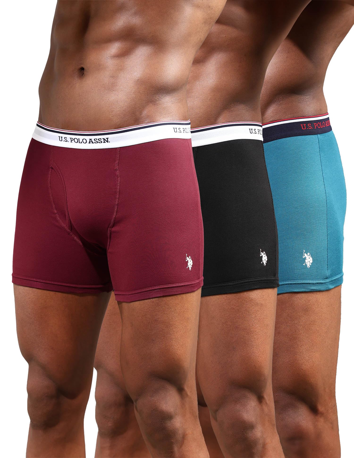 u.s. polo assn. Men Cotton Mid Rise Solid 1667 Boxer Breifs (Pack of 3)-picture-49