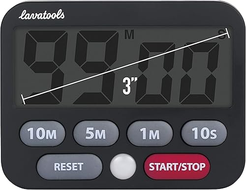 Miniatura 4 de Lavatools KT3 - Temporizador y cronómetro de cocina, dígitos grandes, alarma fuerte, función de silencio, botones de ajuste rápido, agujero para