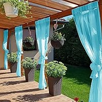 Vista 4 de SpaceDresser - Cortinas transparentes impermeables para exterior para patio - 2 paneles con bolsillo para barra, cortinas de gasa transparentes