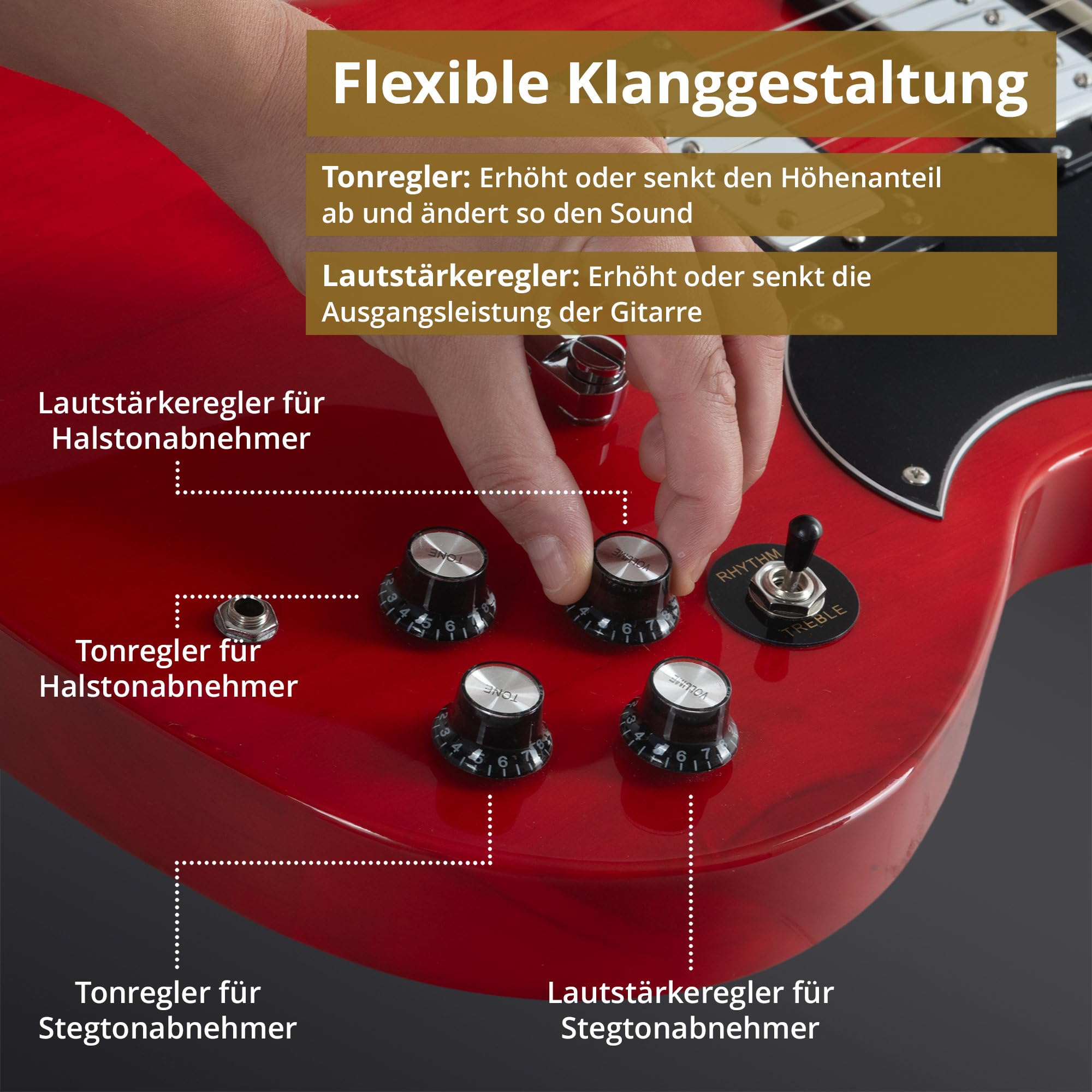 Rocktile Pro S-R E-Gitarre Heritage Starter Set + Zubehörset+ Amp