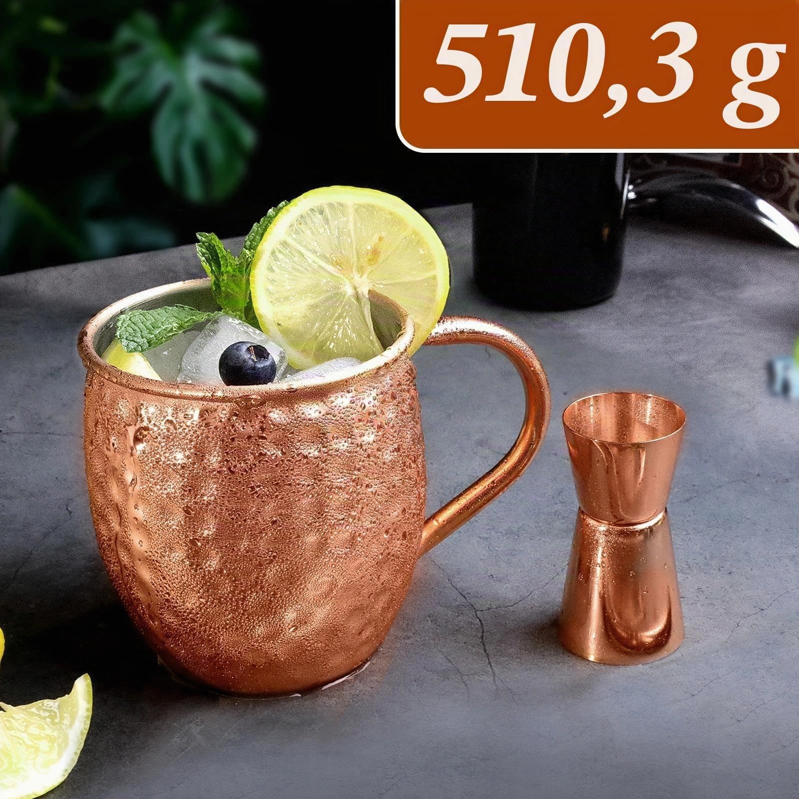 LINALL Moscow Mule, set di 2 tazze in acciaio inox placcato rame, 510 g, per bevande fredde, 2 pezzi