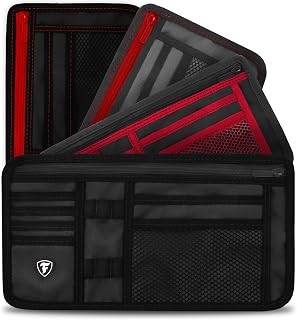 2-Pack Car Sun Visor Organizer | 8 Compartment Car & Truck Visor Organizer with Holder & Slots for Sunglasses, License, Registration & More, Black