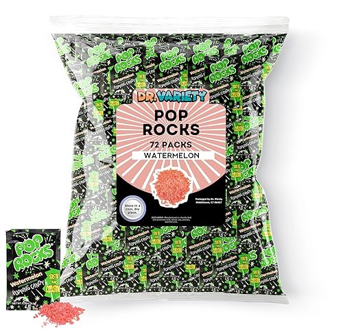 Pop Rocks Sandía a granel (0.33 onzas)  Paquete de 72 Poprocks con sabor a melón de agua  Caramelo retro de roca agrietada  por Dr. Plenty