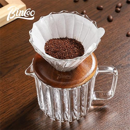 Miniatura 4 de Bincoo Juego de cafetera para verter sobre jarra de vidrio de color degradado, 20 onzas, kit de cafetera de vidrio de borosilicato con filtro de