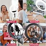 21 inch LED Ring Light with Tripod Stand, Video Ring Light for Selfie Photography Vlog Recording Conference Meeting Studio Portrait YouTube TikTok Makeup with Carrying Bag and Remote Control, CRI>97