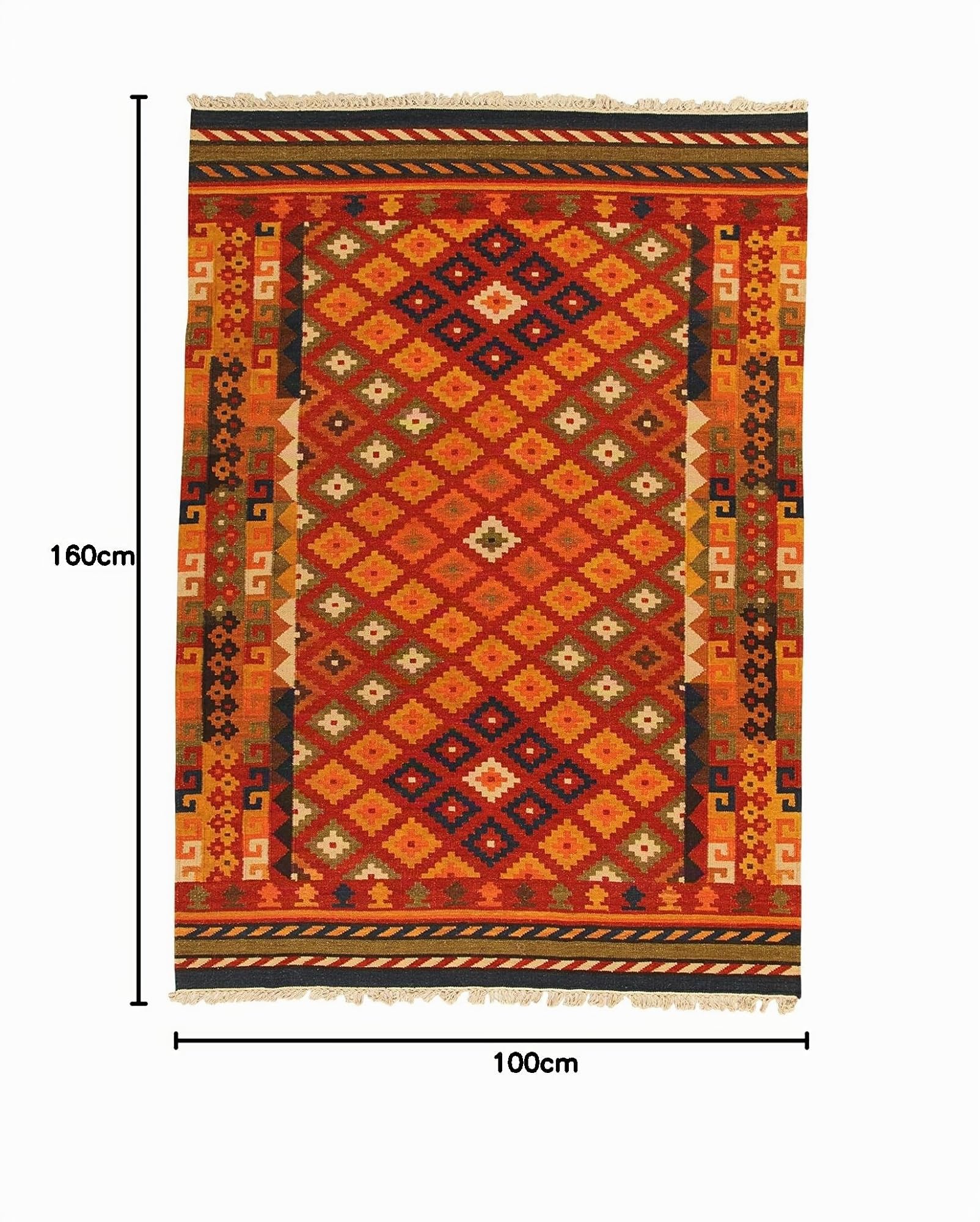 Kilim Sivas 1 Tapis Rouge/Multicolore 100 x 160 cm