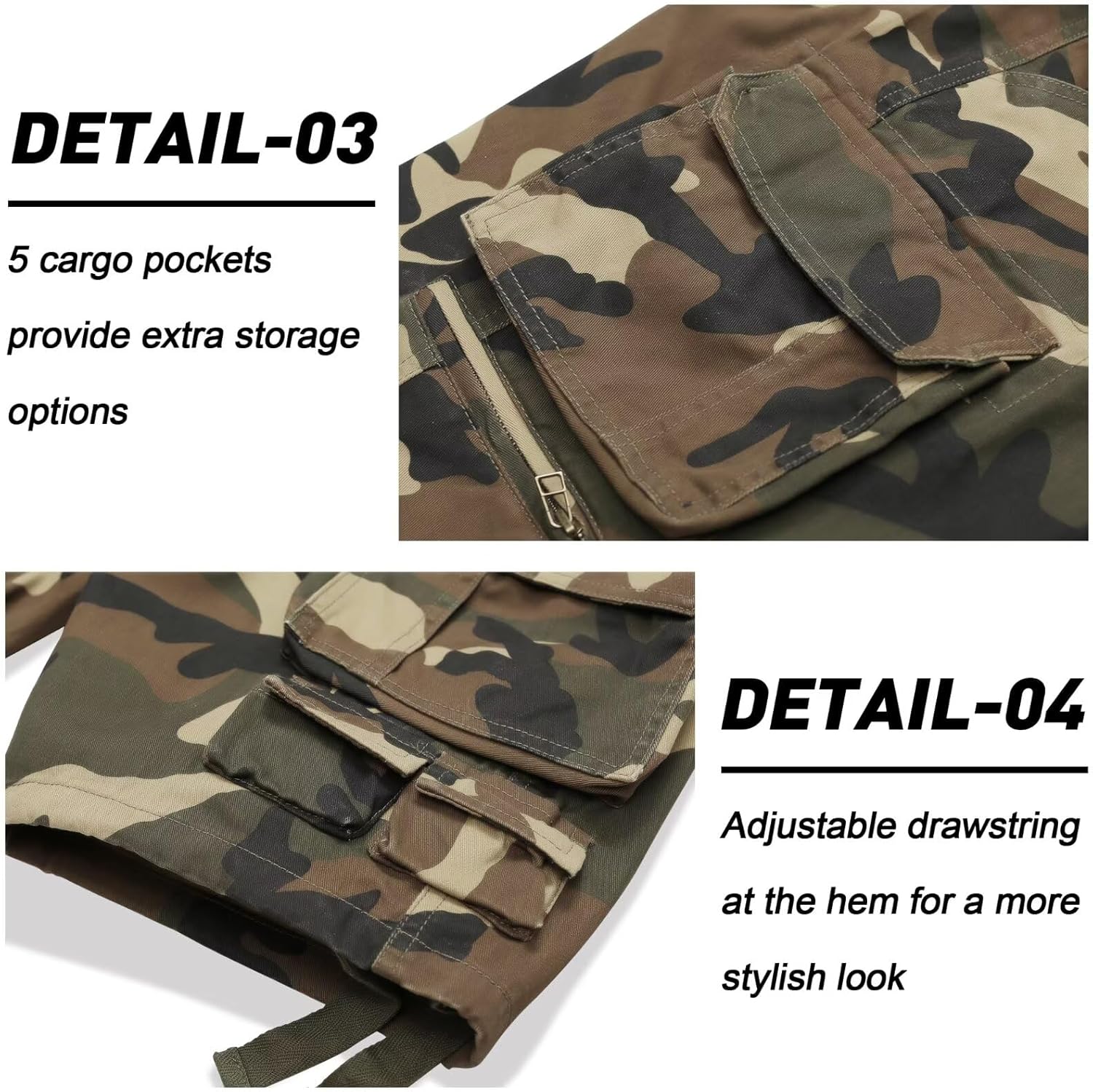 Cargo Short for Men, Camo Hiking Shorts, Relaxed Fit Casual Work Bermuda Shorts with Multi Pockets - Image 5