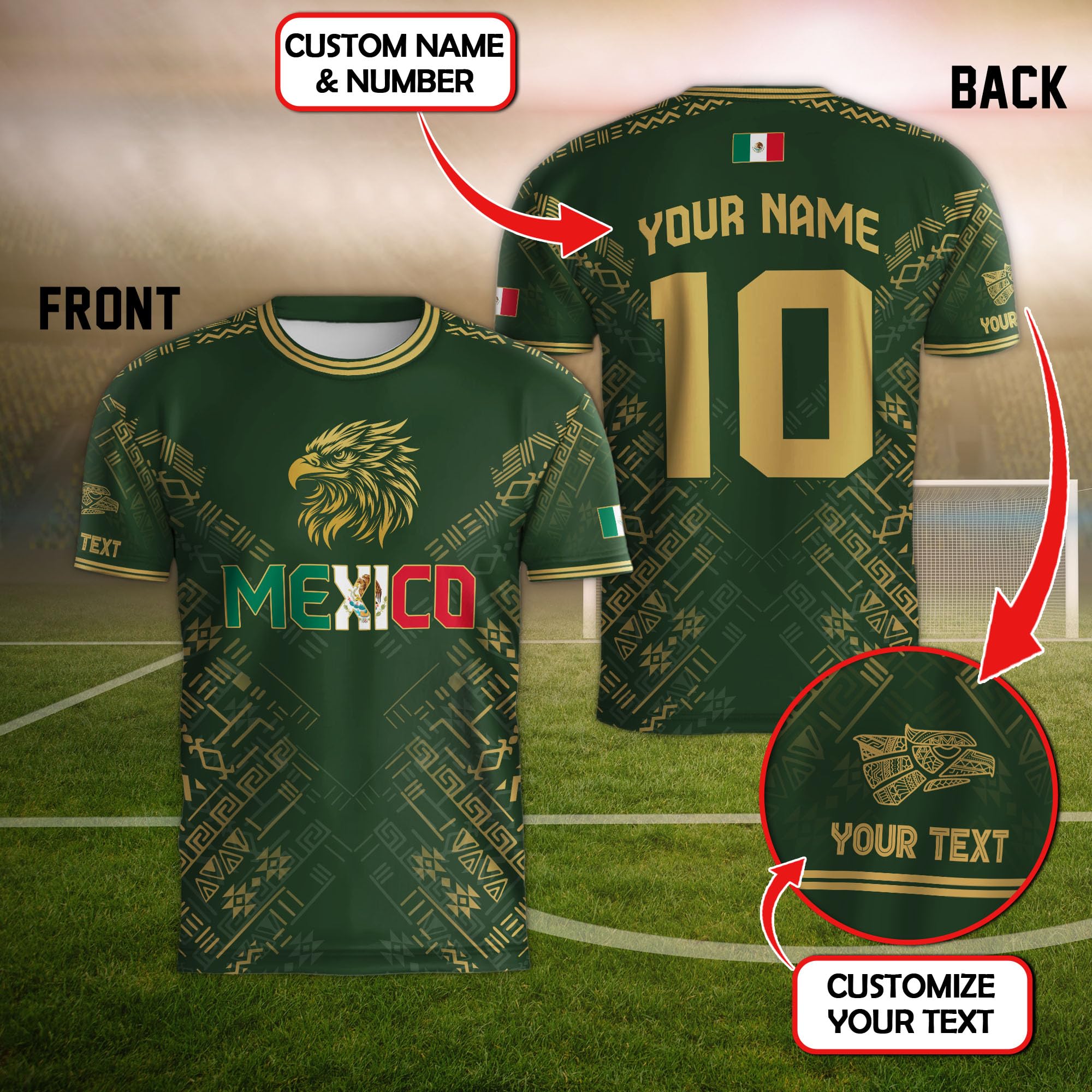 Custom Name Mexico Soccer Jersey, Personalized Mexican Jersey Soccer 2024, Customized Mexico Soccer Jersey for Men 1