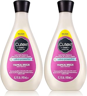 Cutex Gel Nail Polish Remover, Tropical Breeze Scent | Ultra-Powerful | Removes Glitter | 15.2 Fl Oz | Pack of 2