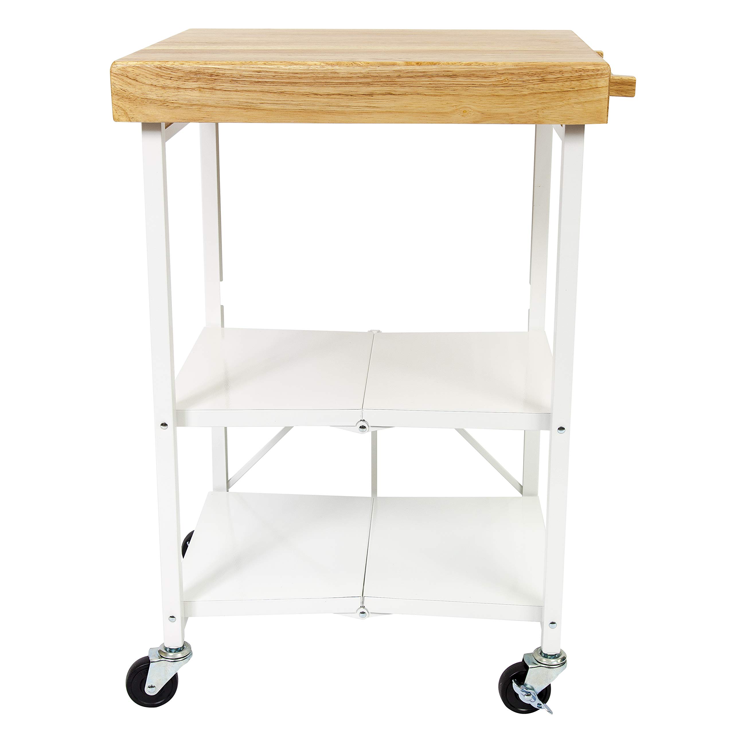 Origami Folding Kitchen Cart on Wheels, 3Tier Foldable Rolling Cart