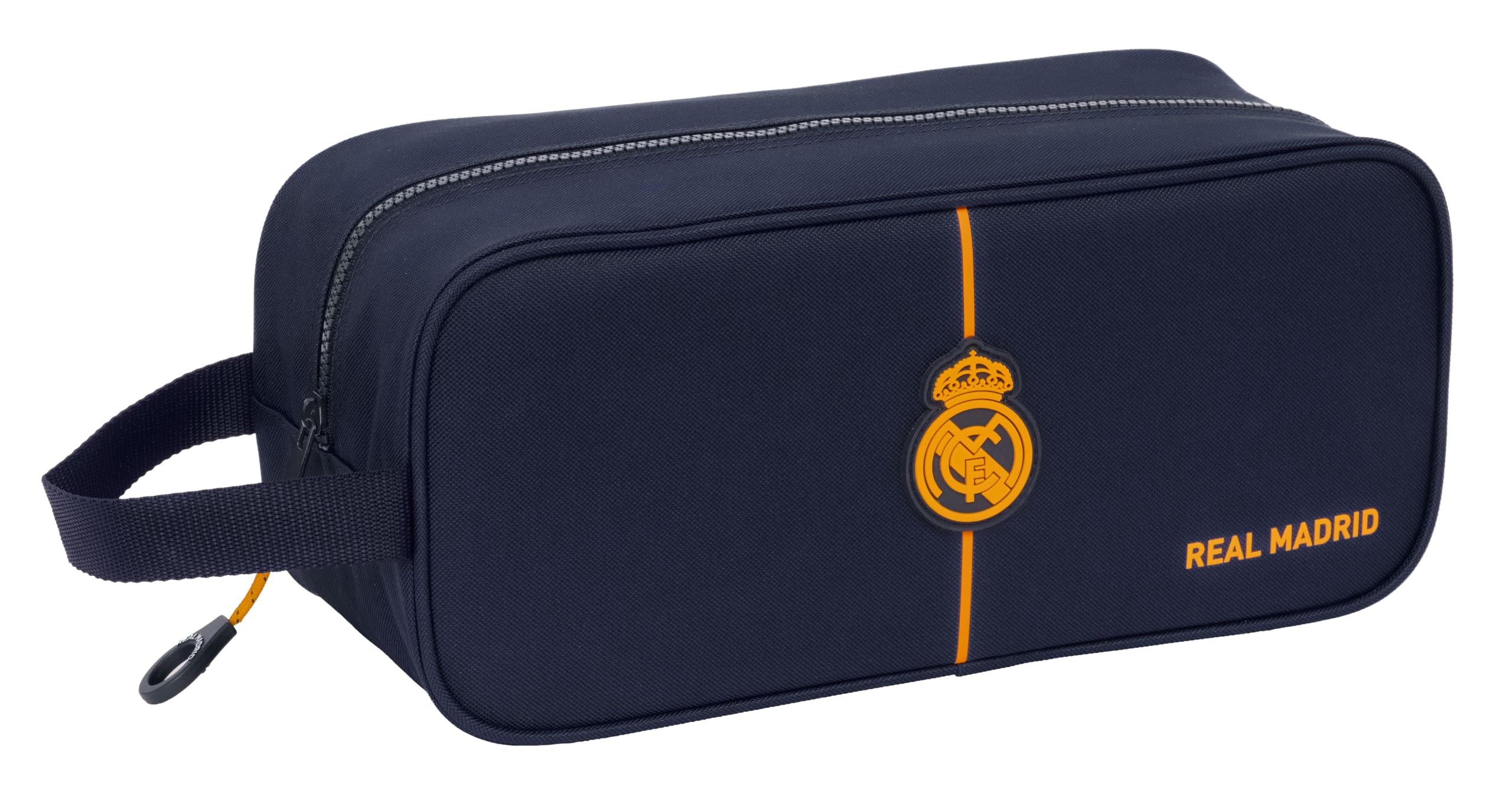 Safta Real Madrid 2ª EQUIPACIÓN 24/25 - Zapatillero Mediano, Multiusos, Portatodo, Deporte, Extraescolares, Fútbol, Cómodo y Versátil, 34x14x15 cm, Color Azul Marino