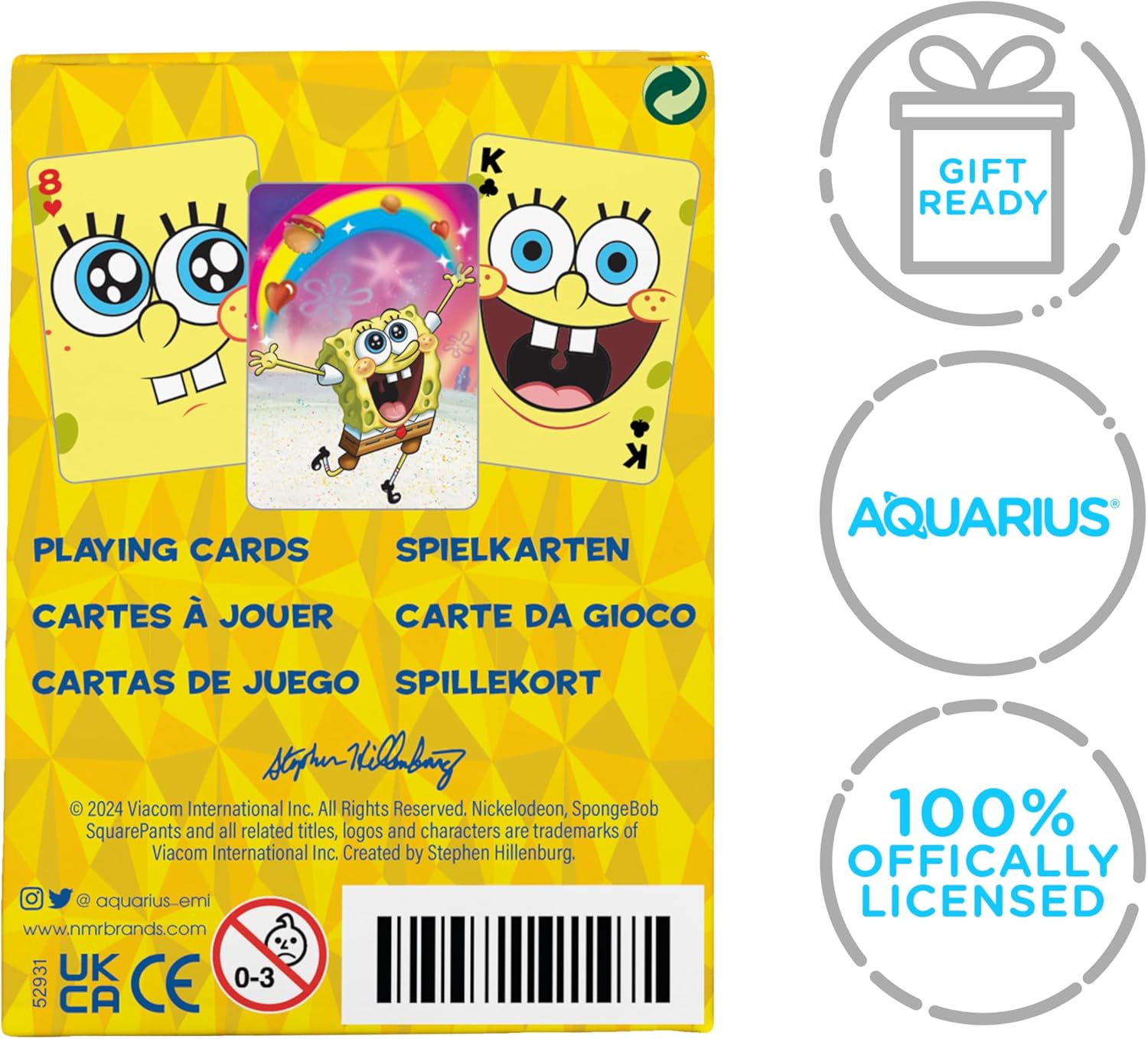 Aquarius Spongebob Faces Playing Cards - Spongebob Themed Deck of Cards for Your Favorite Card Games - Officially Licensed Spongebob Merchandise & Collectibles