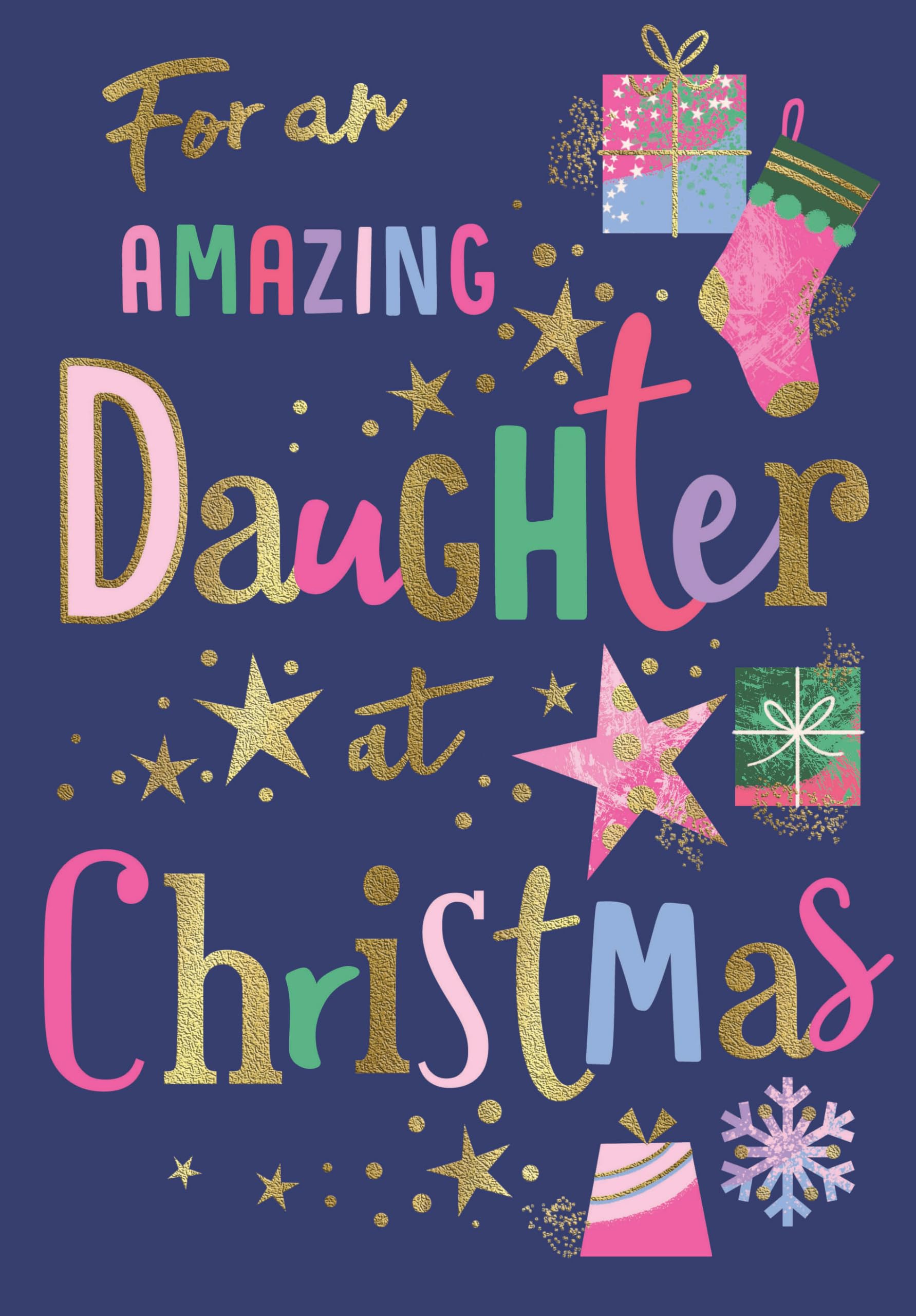 Avant Garde Studios Modern Christmas Card, Amazin Daughter, navy - 9 x 6 inches - Piccadilly Greetings