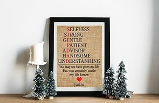 Acronym Step Dad Print, Gift for Step Dad, Step Dad Gift from kids, Personalize Gift for Step Dad, burlap print (Frame not included)