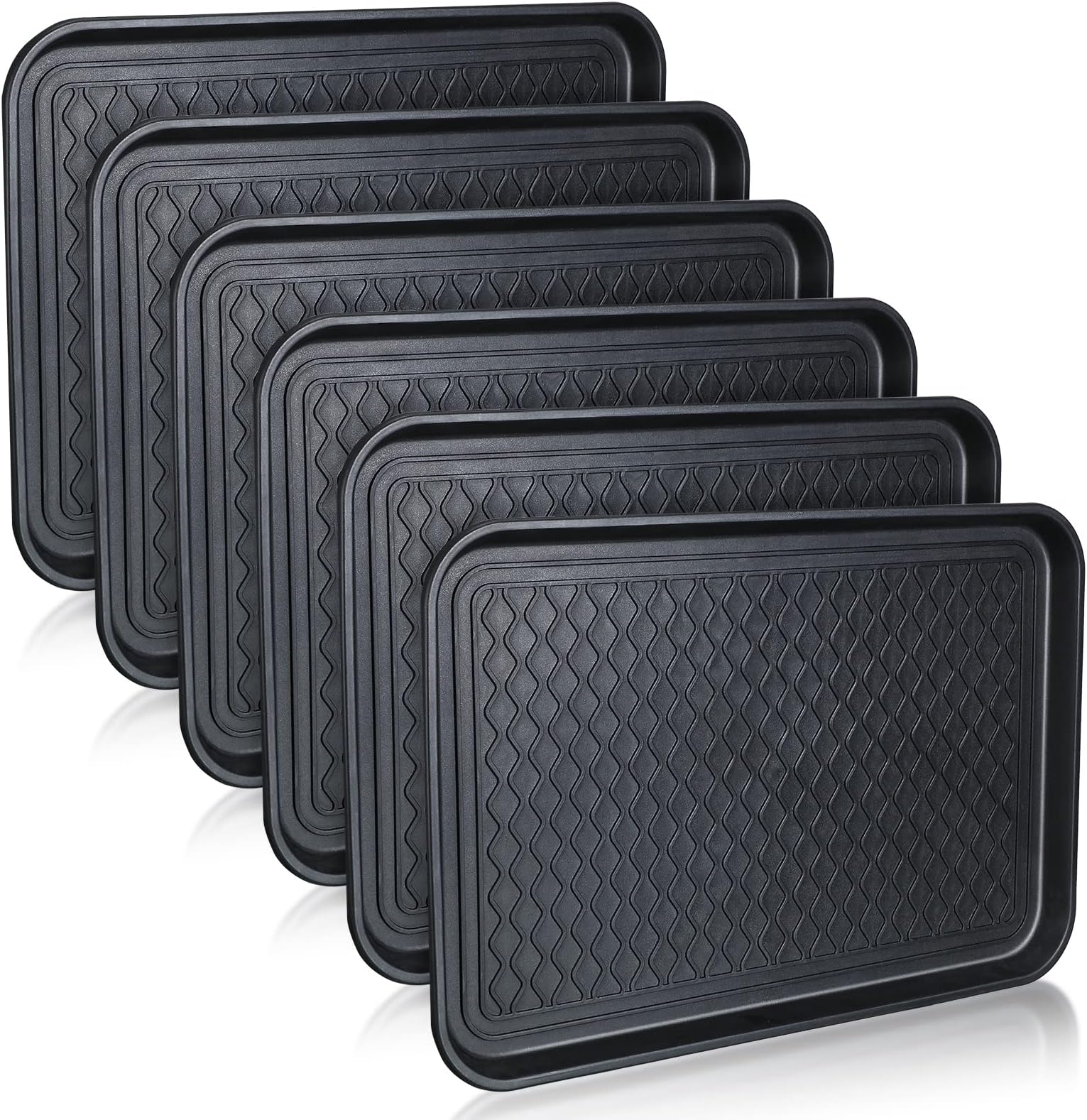 Boot Tray for Entryway Indoor, 3 Pack Black Shoe Mat Tray