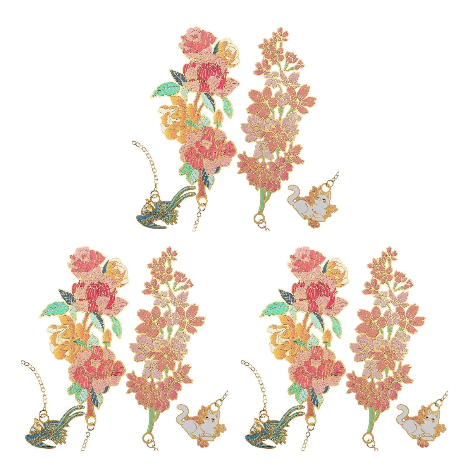 3 Set Segnalibro Classico In Metallo Con Fiori 2 Pezzi Ciondolo Con Fiori Di Ciliegio Segnalibri Personalizzati Embosser Per Libri Embosser Per Libri 2 pezzi * 3