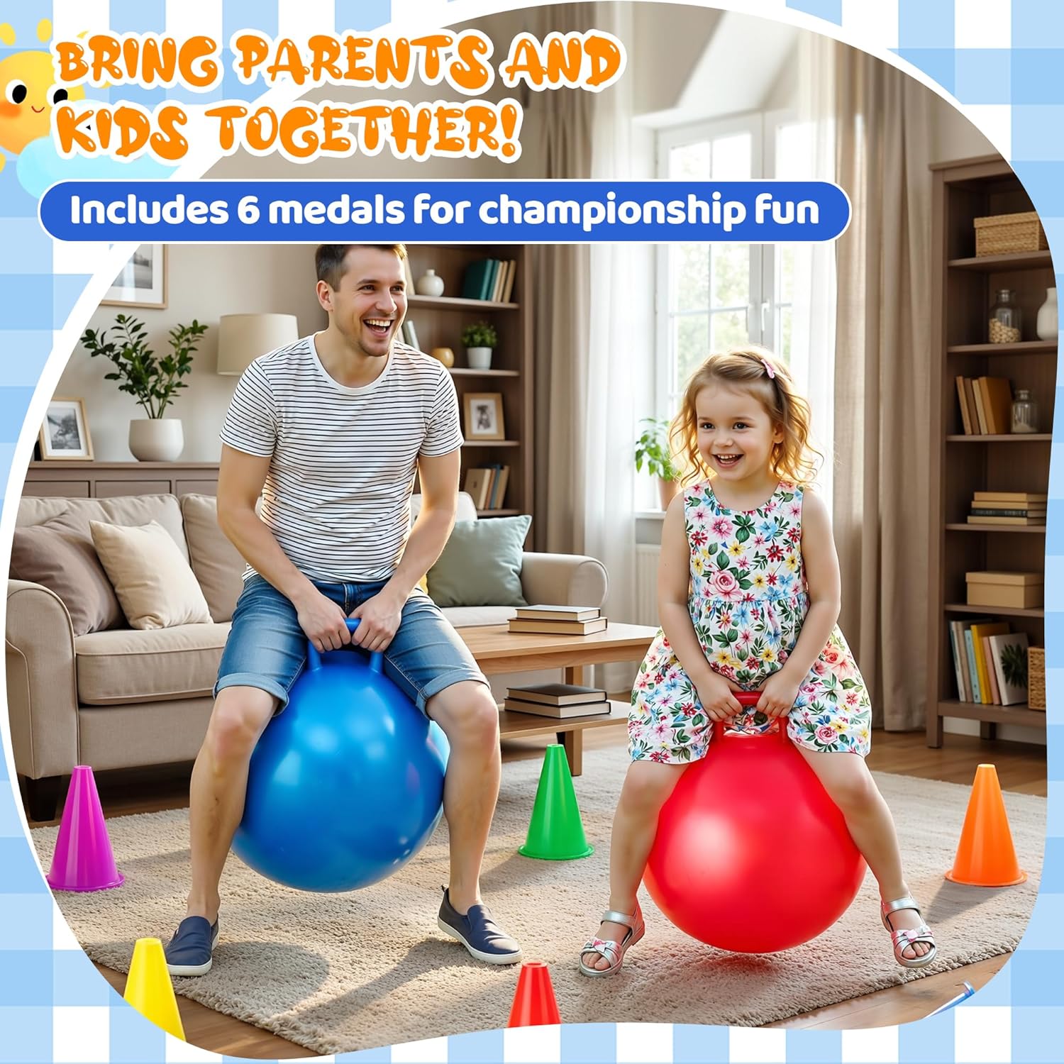 JOY SPOT! Carnival Outdoor Games Combo Set for Kids, 18 Inch Hopper Balls with Handles, Ring Toss, Bean Bags, Egg Spoon Relay Race, Fun for Backyard, Field Day, School, Birthday Parties, Family Events