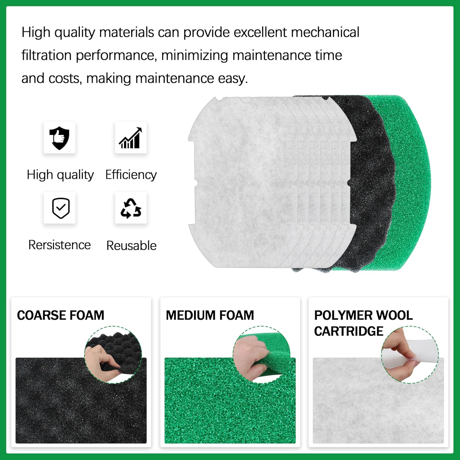 eaacaa 2 Set Pond Maintenance Kit with Foam Filter & Polymer Wool Filter Pads - Fits Inpond 5-in-1 600 & 900 Gallon Model