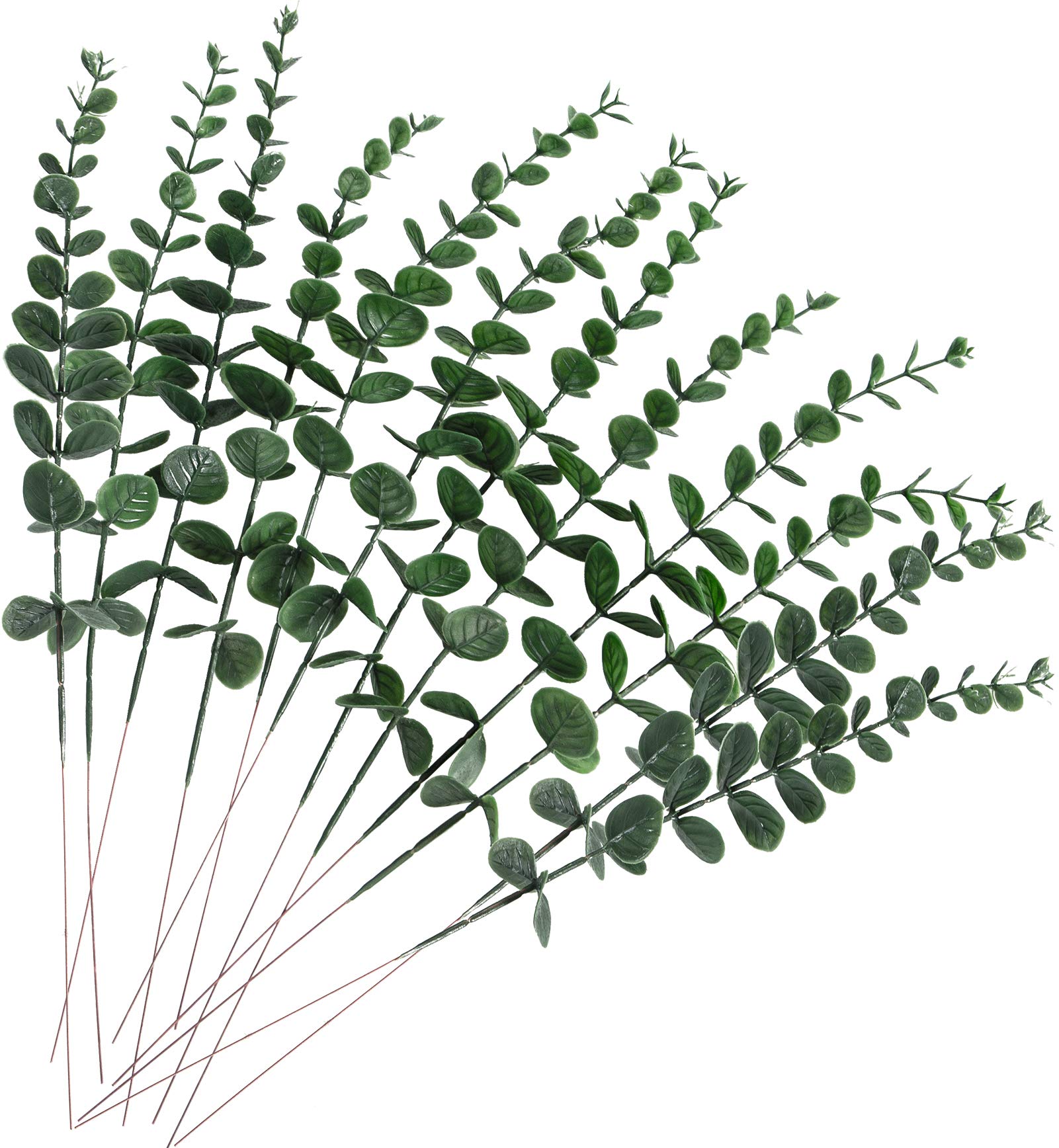 12 Pcs Artificial Eucalyptus Stems Faux Silver Dollar Eucalyptus Leaves Greenery Stems for Home Wedding Decor Outdoor Indoor Floral Arrangement Wedding Bouquet Table Centerpiece (Green)