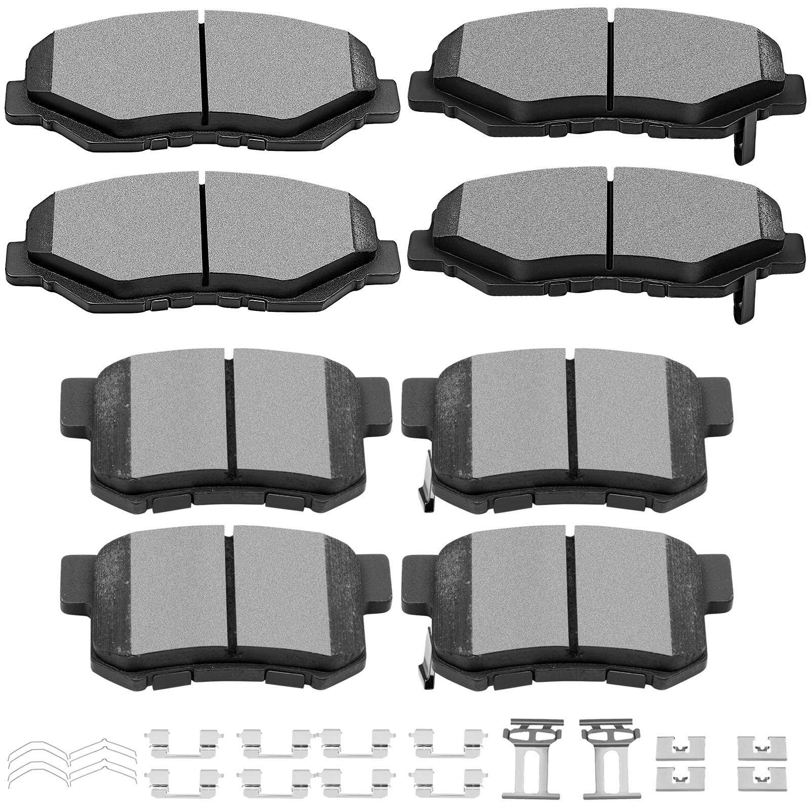 SCITOO D914 D536 Front Rear Ceramic Brake Pads Set For Honda For CR-V 02-04 | Automotive Replacement For Honda For Element 2003 2004 2005 2006 2007 2008 2009 2010 2011; 8PCS with Brake Hardware