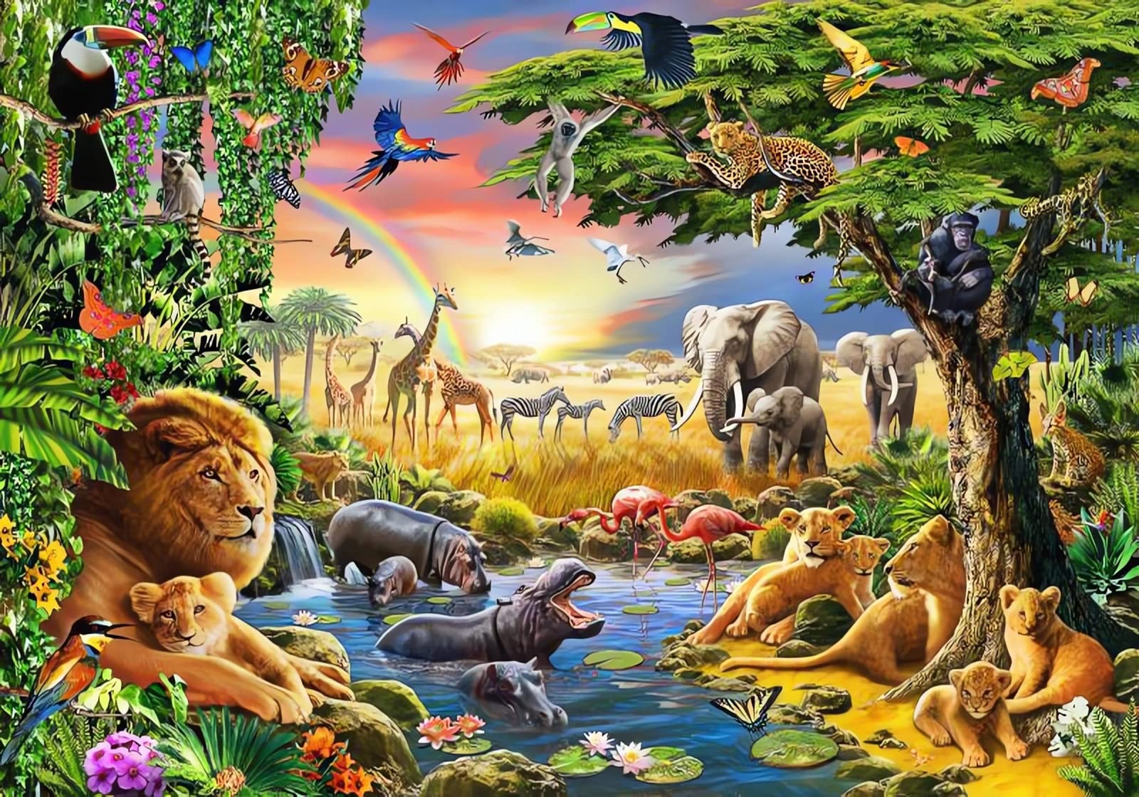 Papier Peint Panoramique Animaux Savane Tropical 350X245cm