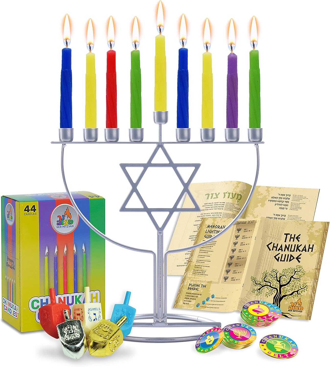 Ner Mitzvah Menorah Set for Hanukkah Jewish Star Hanukkah