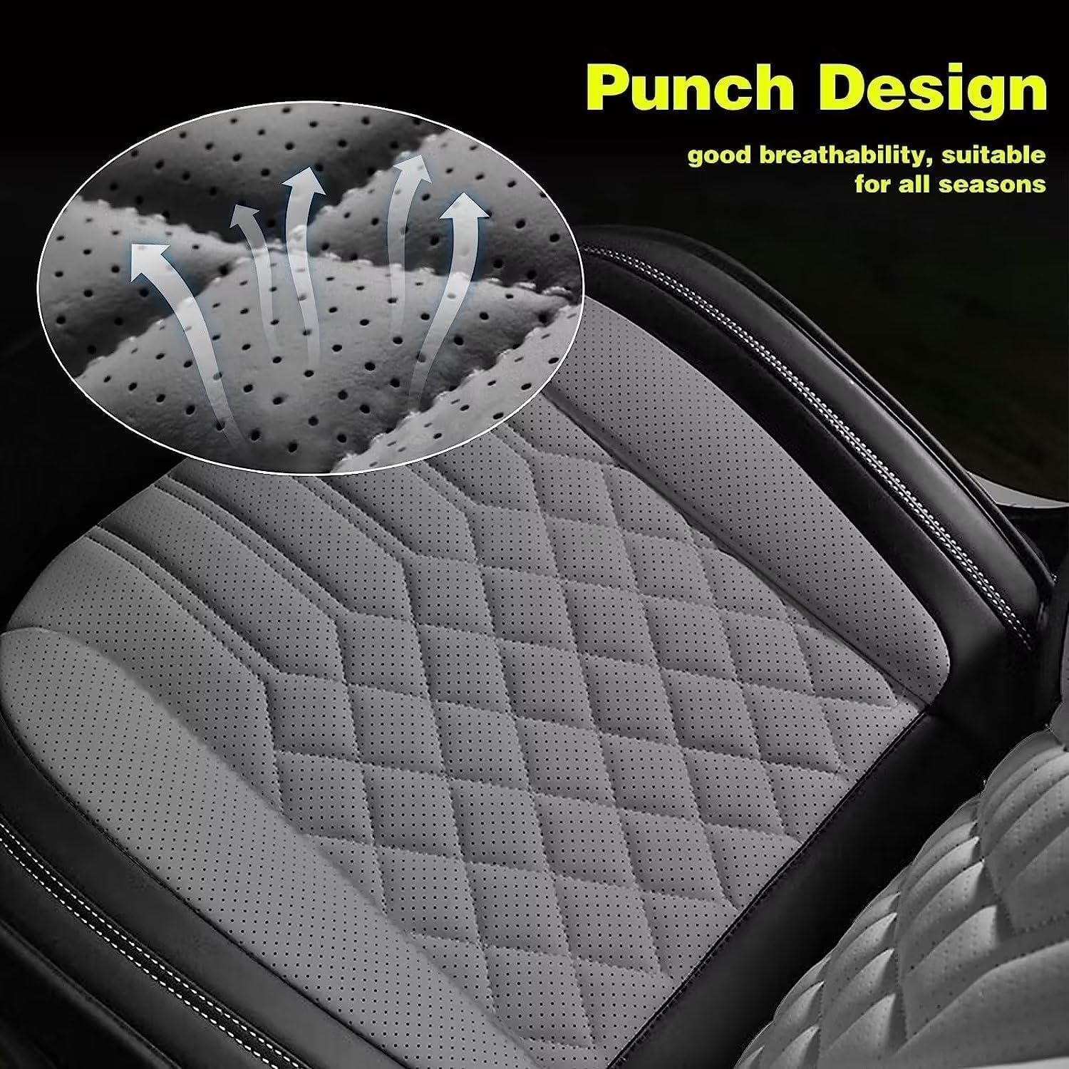 TTX Car Seat Covers Front Seats Fit for GMC Sierra:2007-2025,Compatible 1500 2500HD 3500HD,Breathable Leather Automotive Seat Cushions Protector Accessories(2 Seat,Gray)