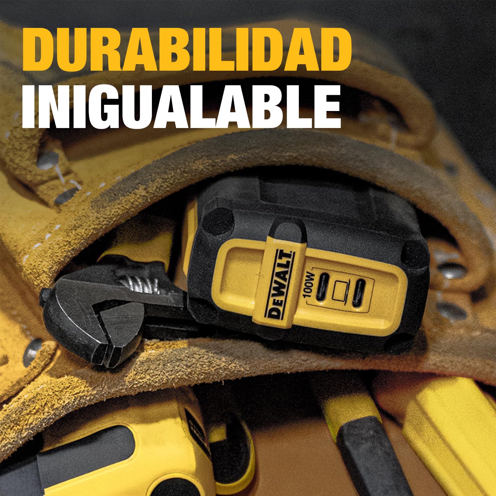 DEWALT Cargador USB-C EU 100W Heavy Duty (GAN), Cargador de Pared Rápido 2 Puertos 100W para MacBook Pro, MacBook Air, Google Pixelbook, ThinkPad, DELL XPS, iPad Pro, Galaxy S22/S20, iPhone 17/16