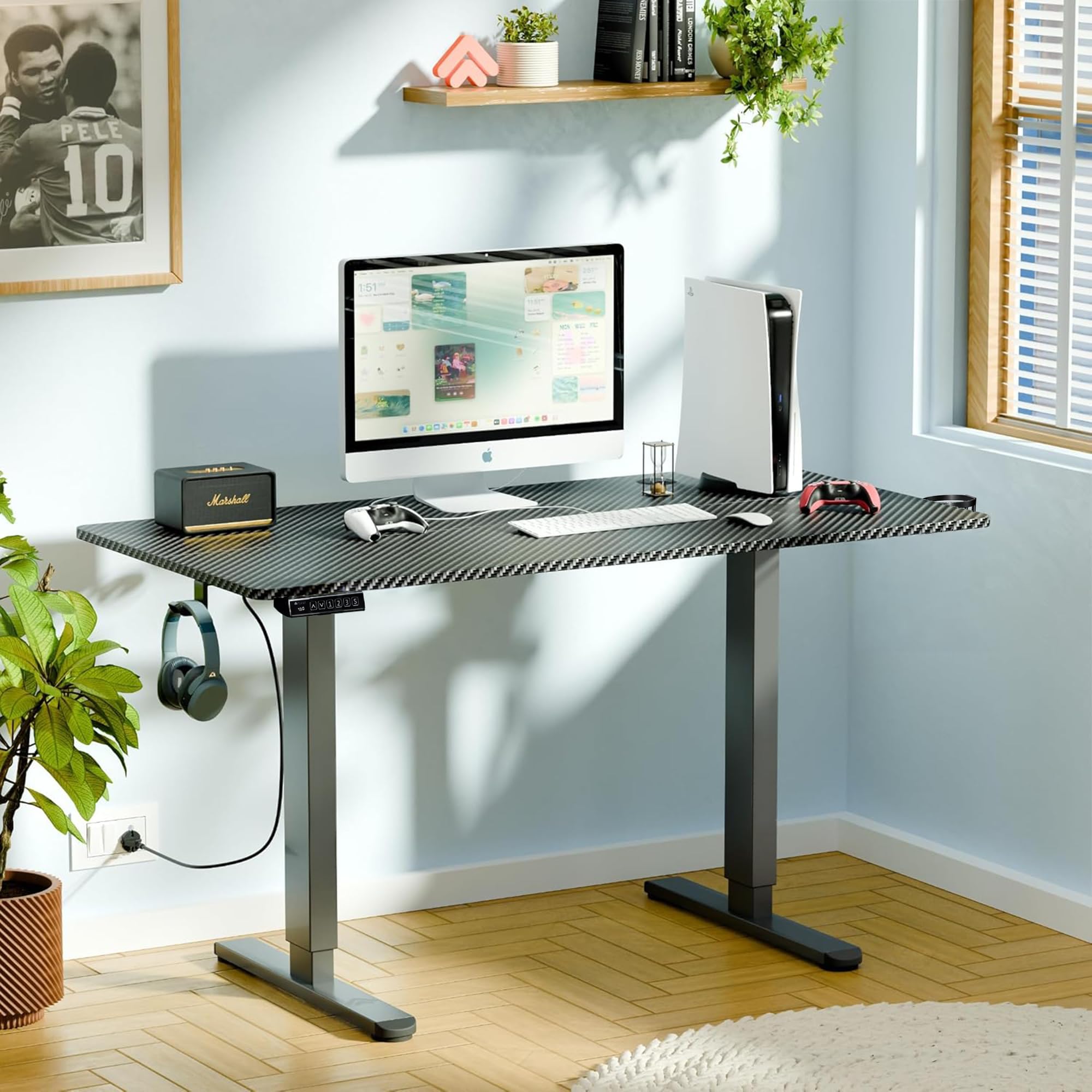 ARTIKEL Artidesk Eco Electric Height Adjustable Table for Office Work & Home-Sit Stand Gaming Desk 80kg Load, Cup Holder, 2 Hooks,Cable Organizer 2Split Tabletop (Black, Eco - 100x60 CM)