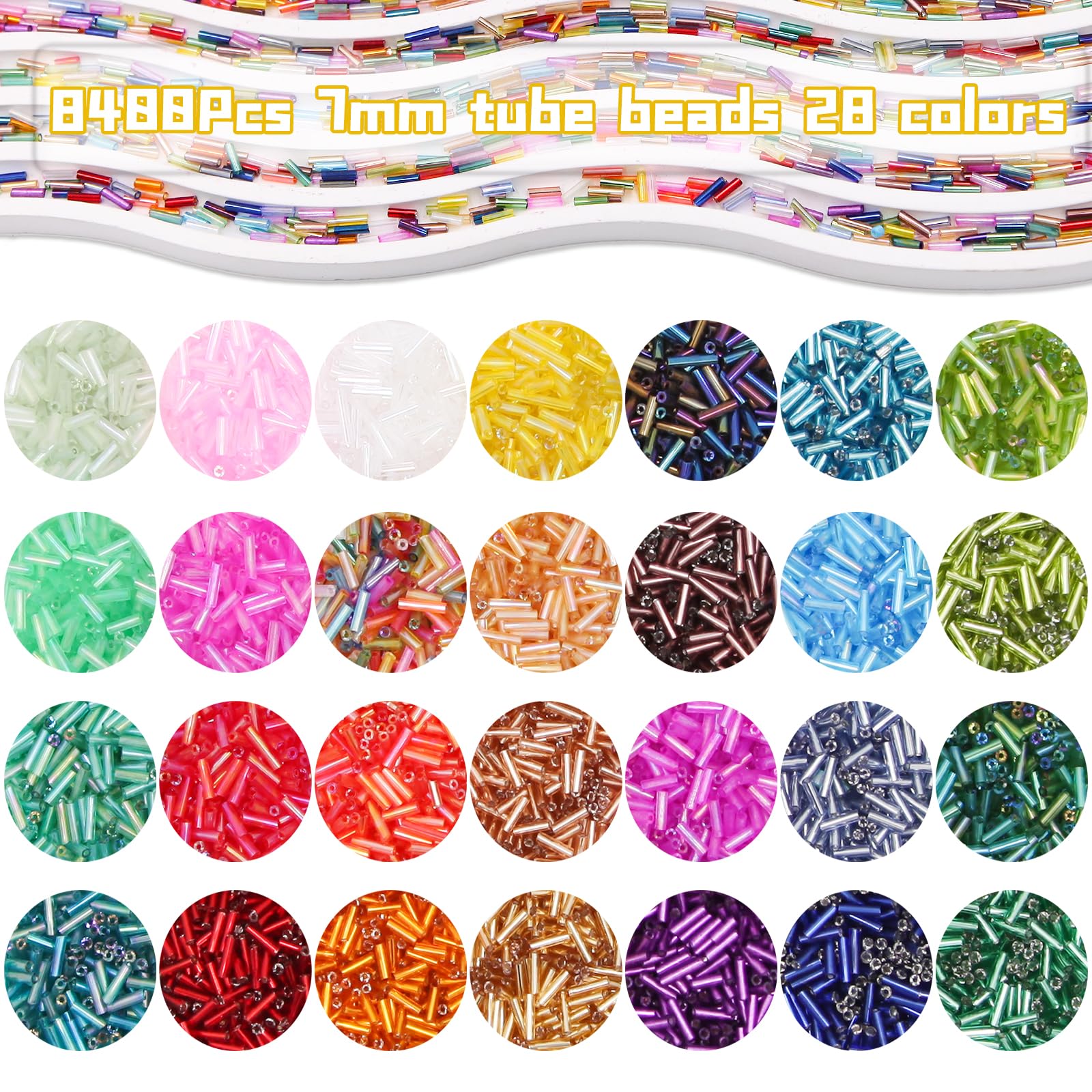7mm Tube Seed Beads - 8400pcs for Jewelry Making -2 7mm Tube Seed Beads - 8400pcs for Jewelry Making -2
