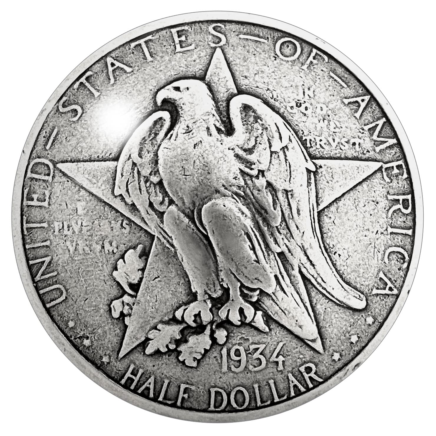 1 1/4'' Antique Texas Centennial Half Dollar Eagle Star Reproduction Coin Concho Screw Back