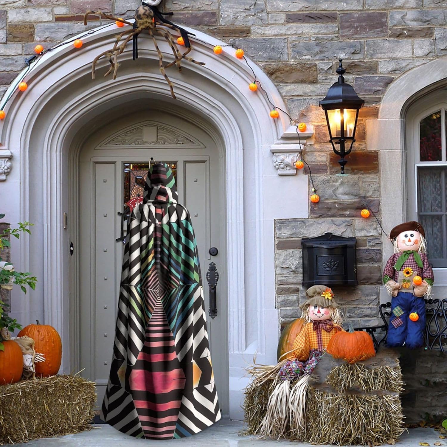 Dangerous stripes Unique Darkness Poncho Shawl - Customizable Wearable Blanket for Women, Perfect Halloween Costume Accessory, Knight, Akatsuki, and More