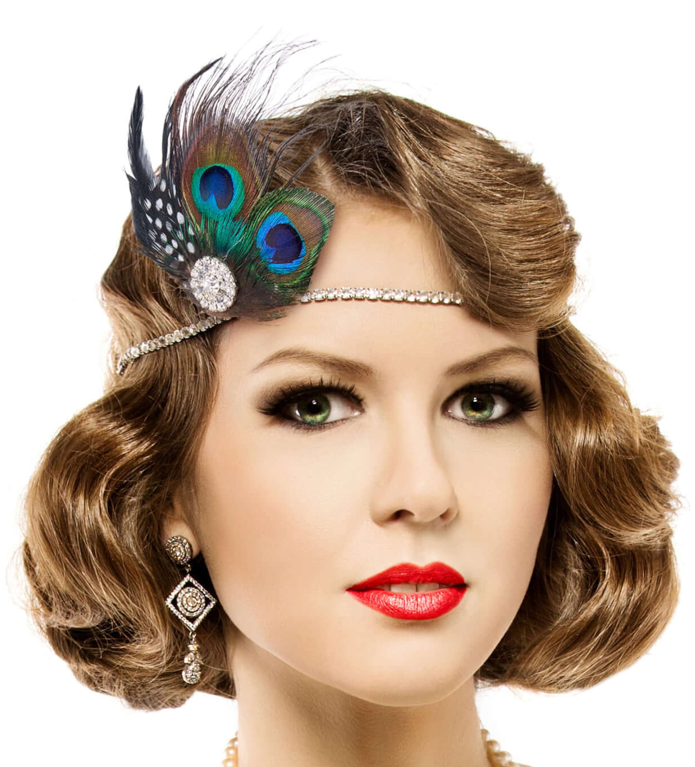 Balinco Peacock Feathers Headdress Women's 20s Hair Accessories, Elegant Charleston & Flapper Accessory - Image 2
