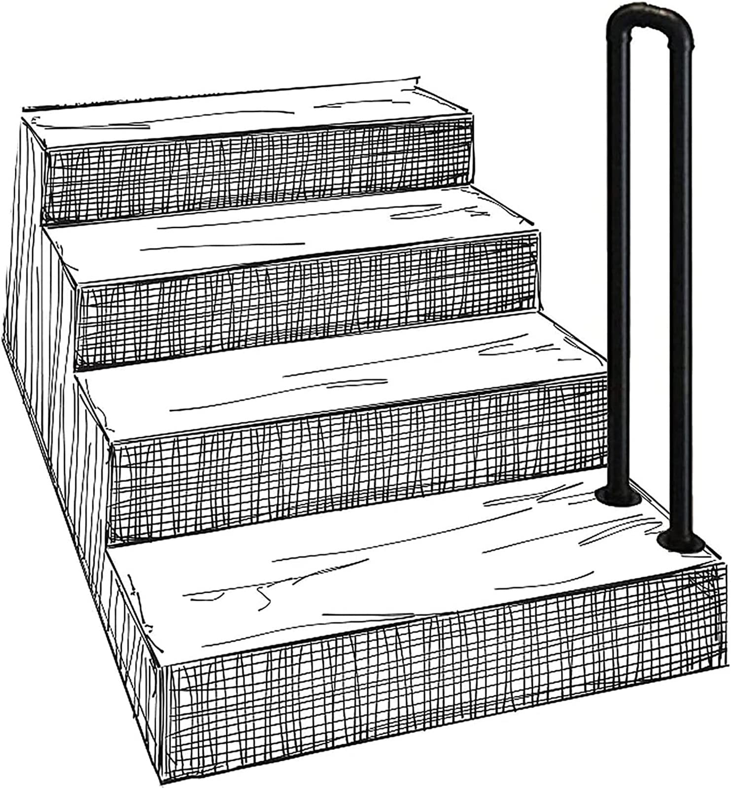 Meiiron Staircase Handrails, U-Shaped Wrought Iron Handrail for Outside Or Indoor Steps, Industrial Stair Handrails Grab Rails,1pack (Size : 60cm)