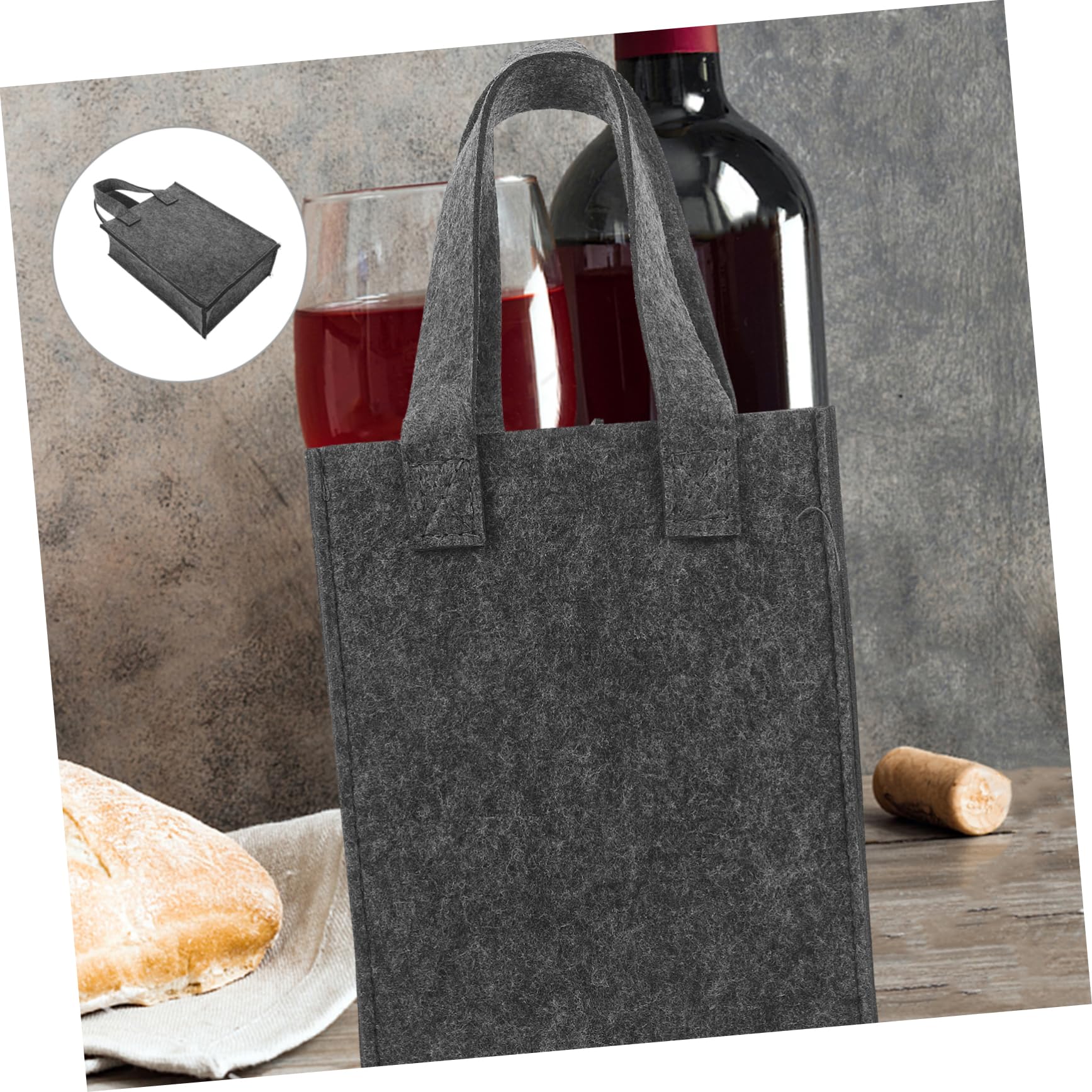COLLBATH 3 Stück 2 Weinbeutel Isoliert Kleiner Filz Tragbar Groß Flaschentaschen Geschenkbeutel Für Wein Taschen Für Flaschenhalter Tragetasche Für Weinflaschen Grey Gefühlt