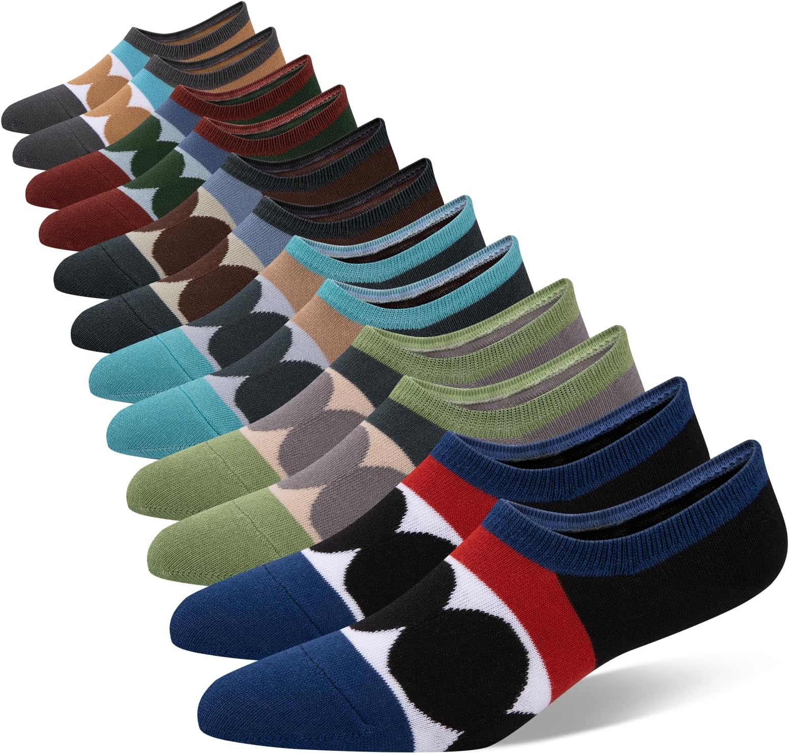 COOVAN Mens No Show Socks Cotton Low Cut Short Casual Socks Men Non Slip Invisible Casual Socks Size 9-11 (6 Pairs)